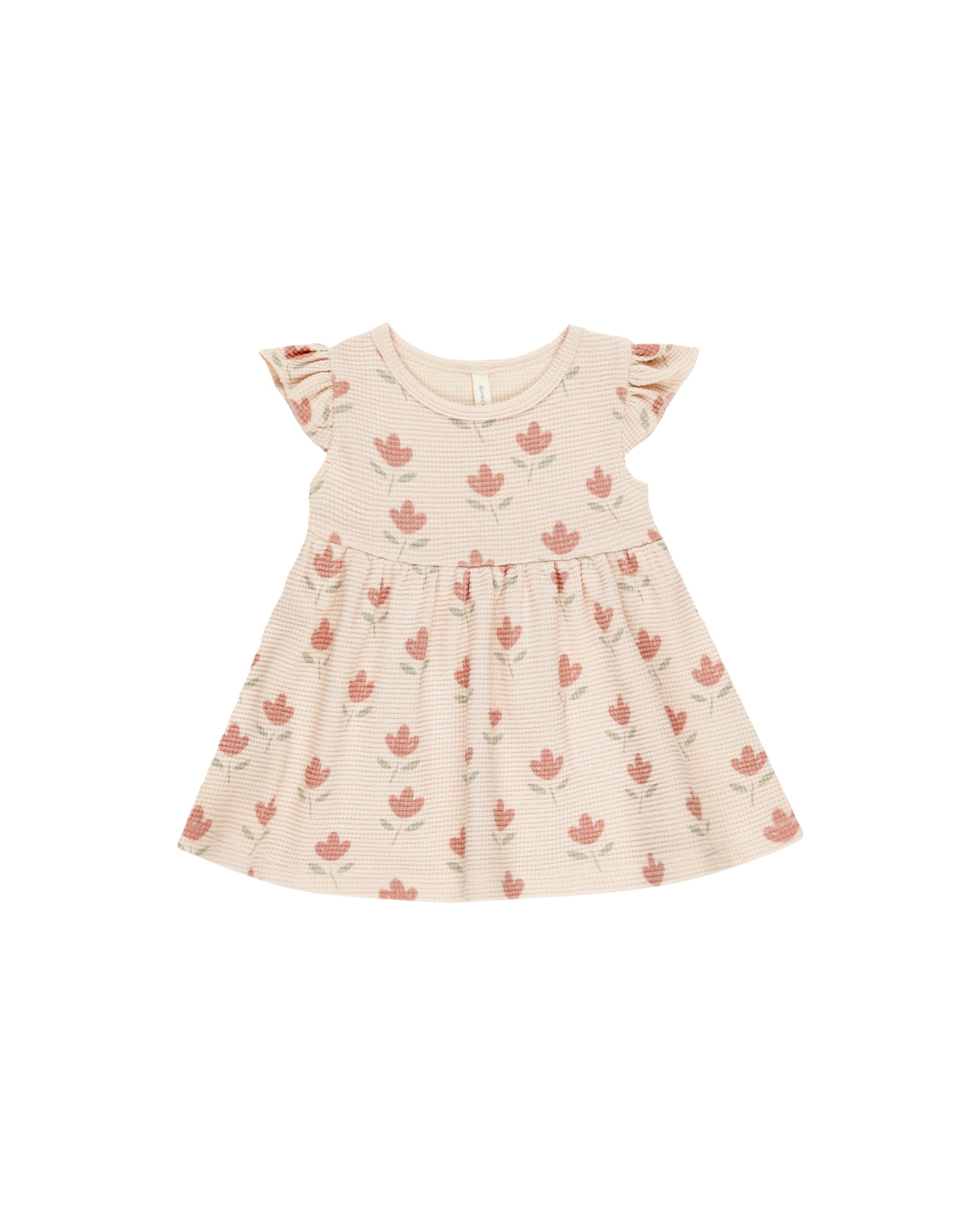 Quincy Mae Floral Flutter Sleeve Dress - Women's Tulip Print Summer Dress for Casual Wear, Brunch & Outdoor Events