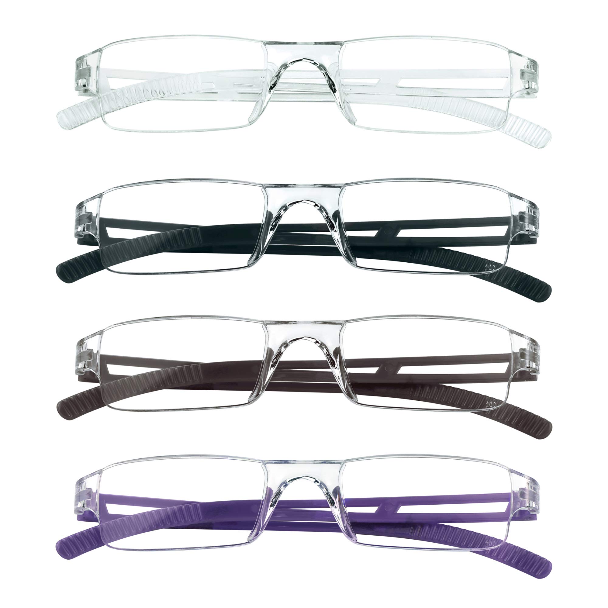 LifeArt 2/4 Pairs Blue Light Blocking Reading Glasses for Men & Women - Anti Eye Strain Computer Glasses with Rectangle Frame for Office Work & Screen Time