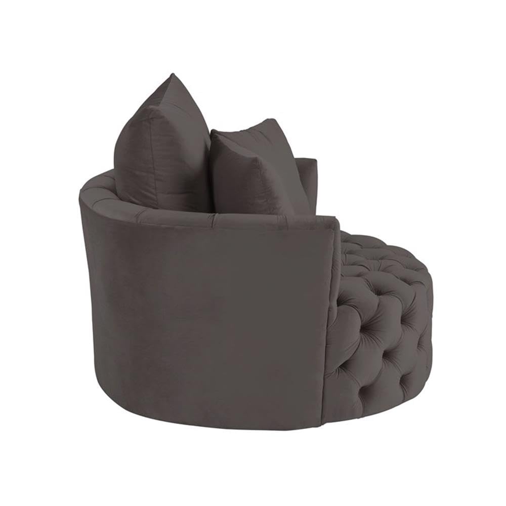 BOWERY HILL Modern Swivel Accent Chair - Gray Velvet Upholstery for Living Room, Bedroom & Office Decor