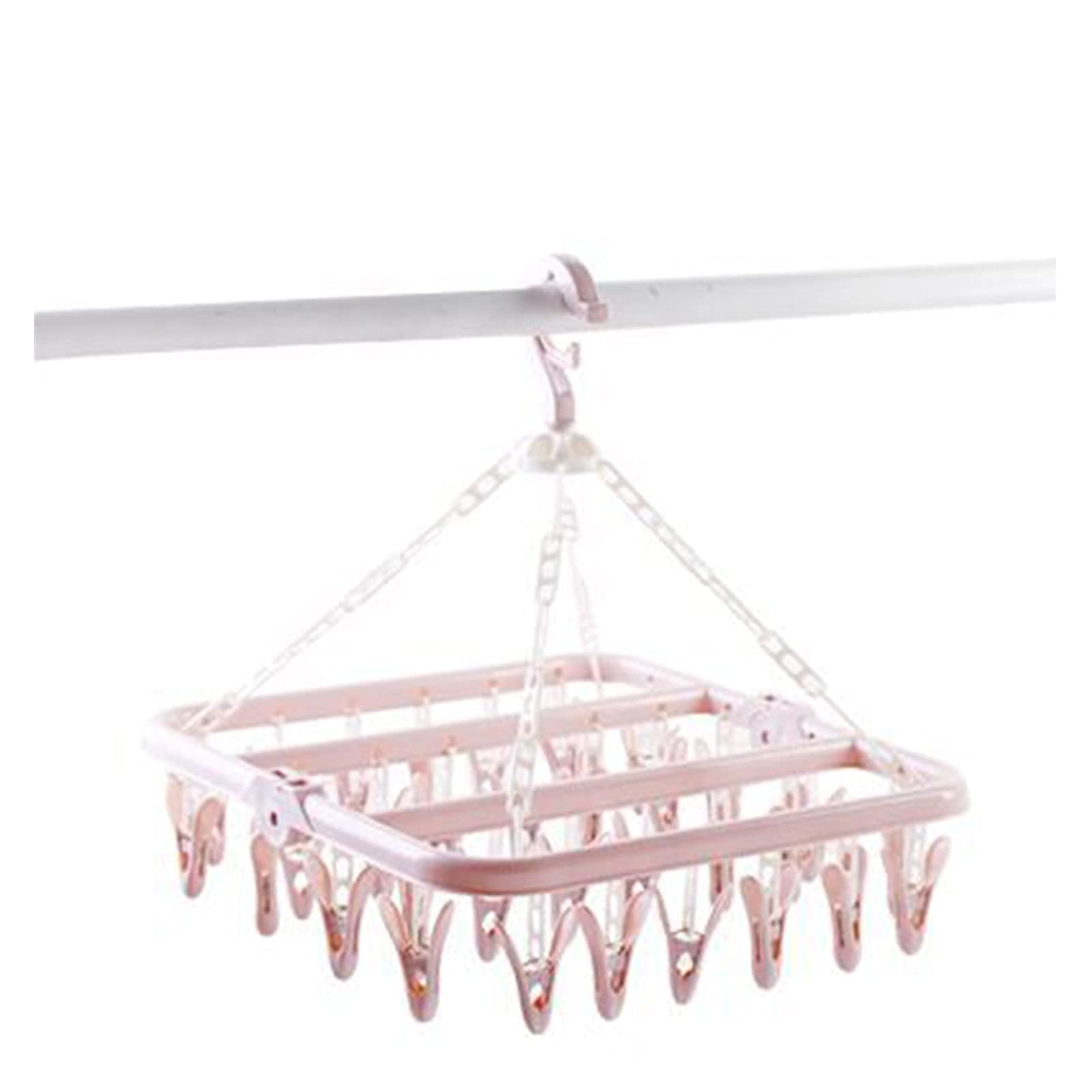 32-Peg Multifunctional Hanging Rack for Socks, Underwear & Clothes - Flexible Indoor/Outdoor Laundry Organizer for Home, Washing, Drying & Storage (Gray/Beige) - Perfect for Closet, Laundry Room & Travel Use