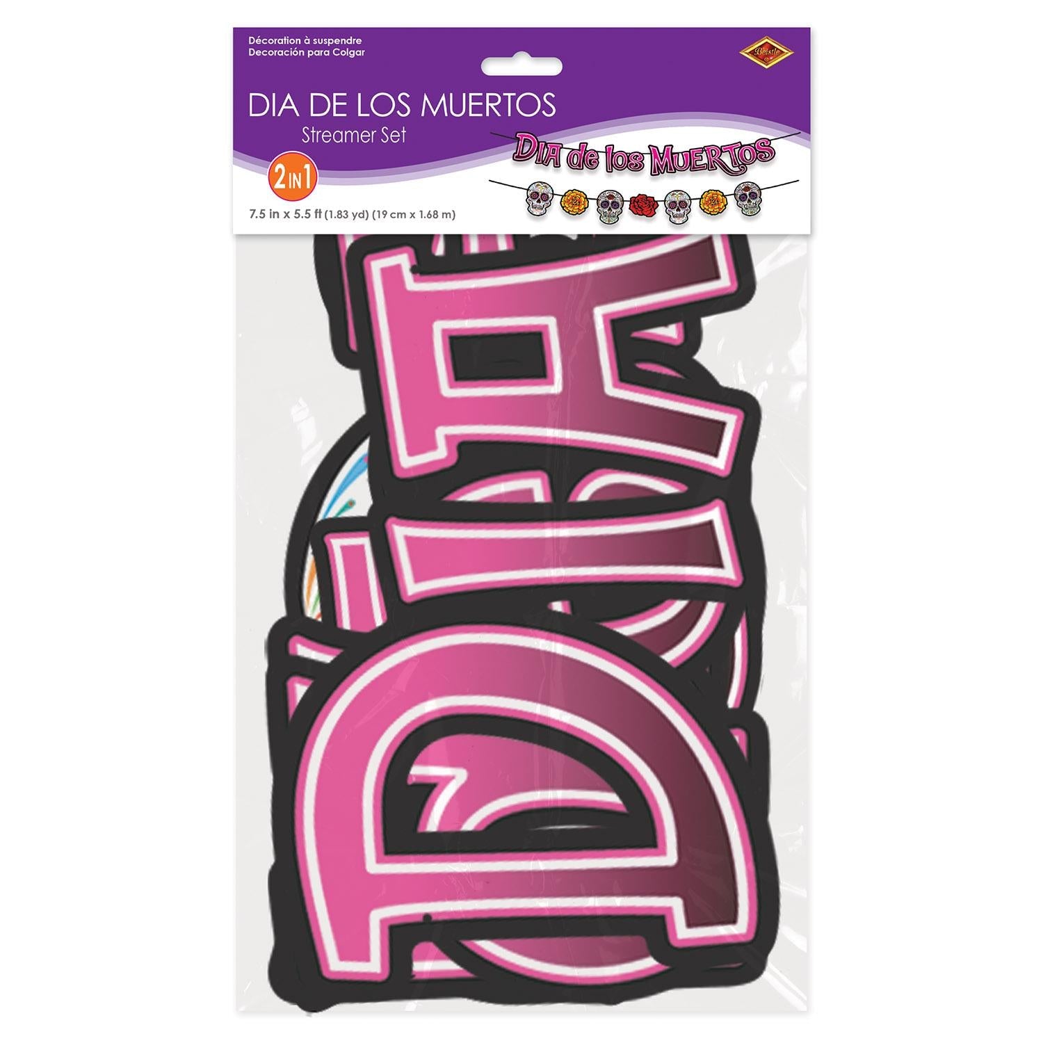 12 Pack Beistle Dia De Los Muertos Streamer Set - Colorful Mexican Day of the Dead Party Decorations for Halloween, Home Parties & Festive Celebrations