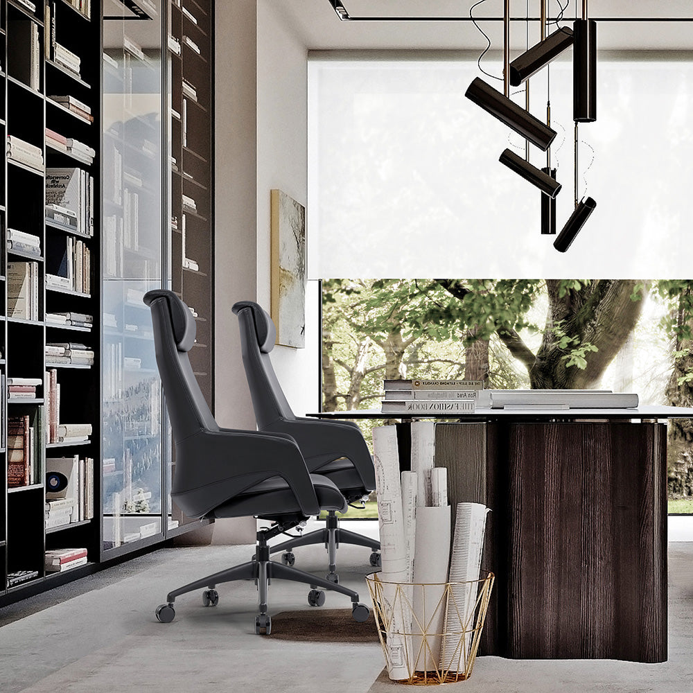 Premium RONAN Executive Office Chair - Ergonomic High Back Desk Chair with Adjustable Height & Lumbar Support - Black - Perfect for Home Office, Conference Rooms & Corporate Workspaces