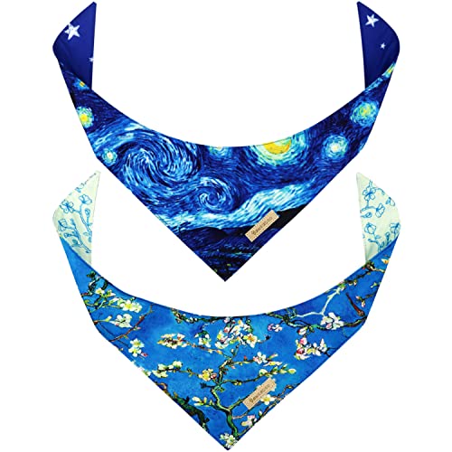 Van Gogh Starry Night & Cherry Blossom (2 Reversible Bandanas)