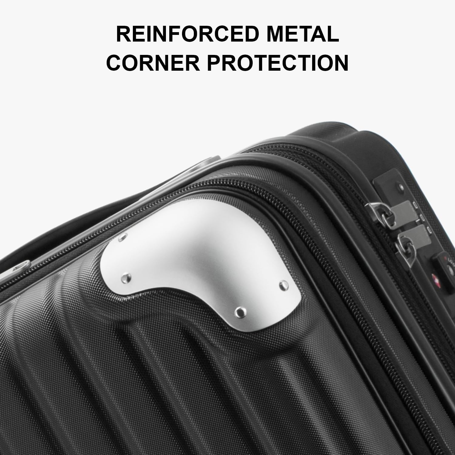 LEVEL8 Grace 20 Inch Expandable Hard Shell Carry-On Luggage with Front Compartment, TSA Lock & Smooth Wheels - Lightweight Airplane Suitcase for Business Travel & Weekend Getaways (Black)