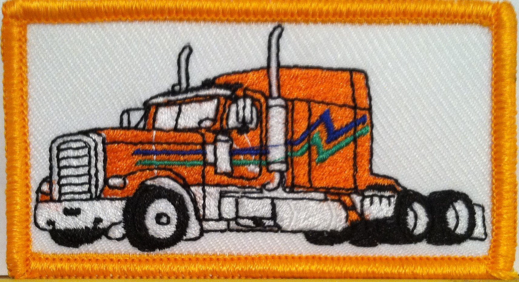 ORANGE Truck Iron-On Patch with Gold Border - Embroidered Emblem for Truck Drivers & Enthusiasts | Perfect for Jackets, Hats & DIY Customization