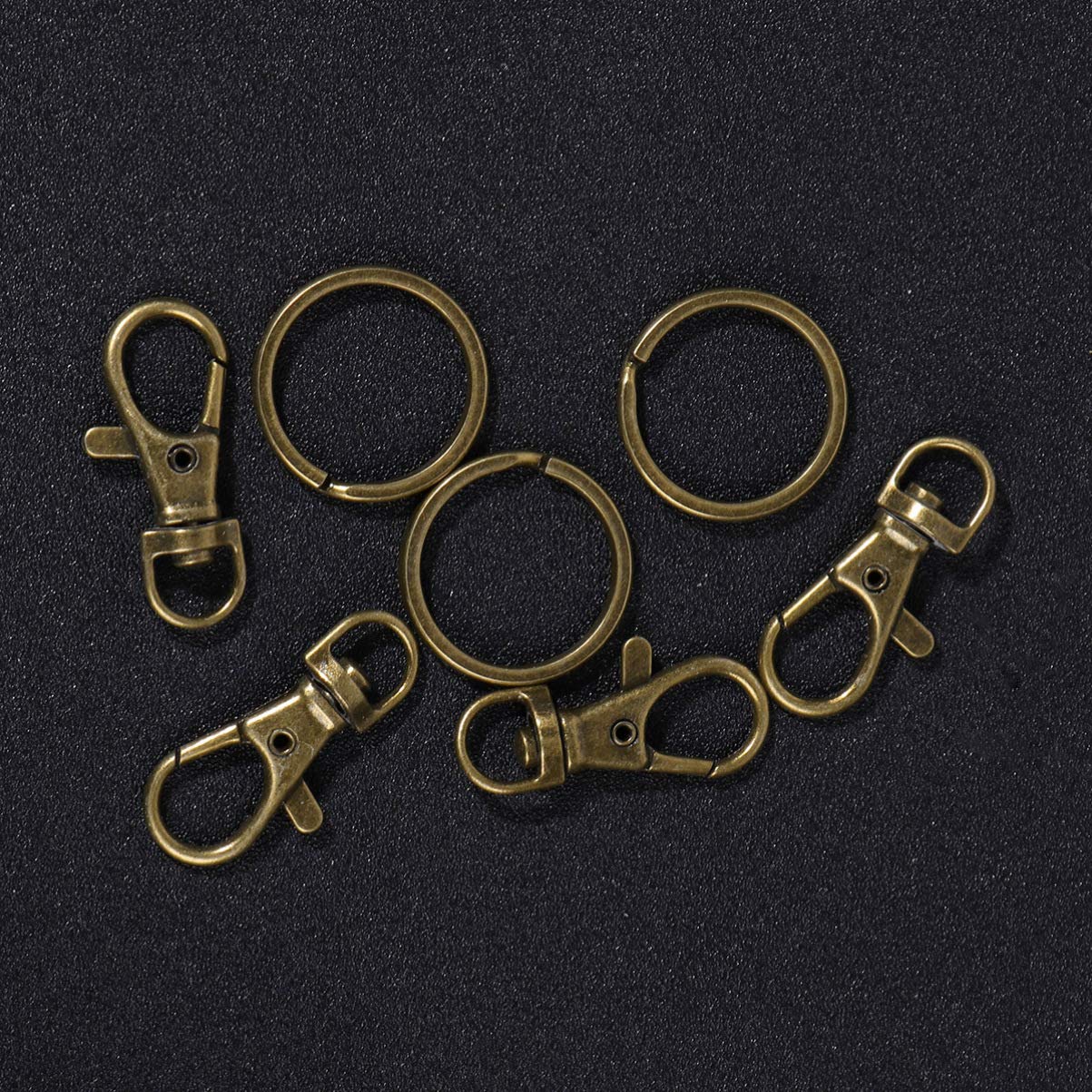 60pcs Gold Lobster Clasp Keychains - Bulk Metal Key Rings for Keys, Bags & Car Accessories