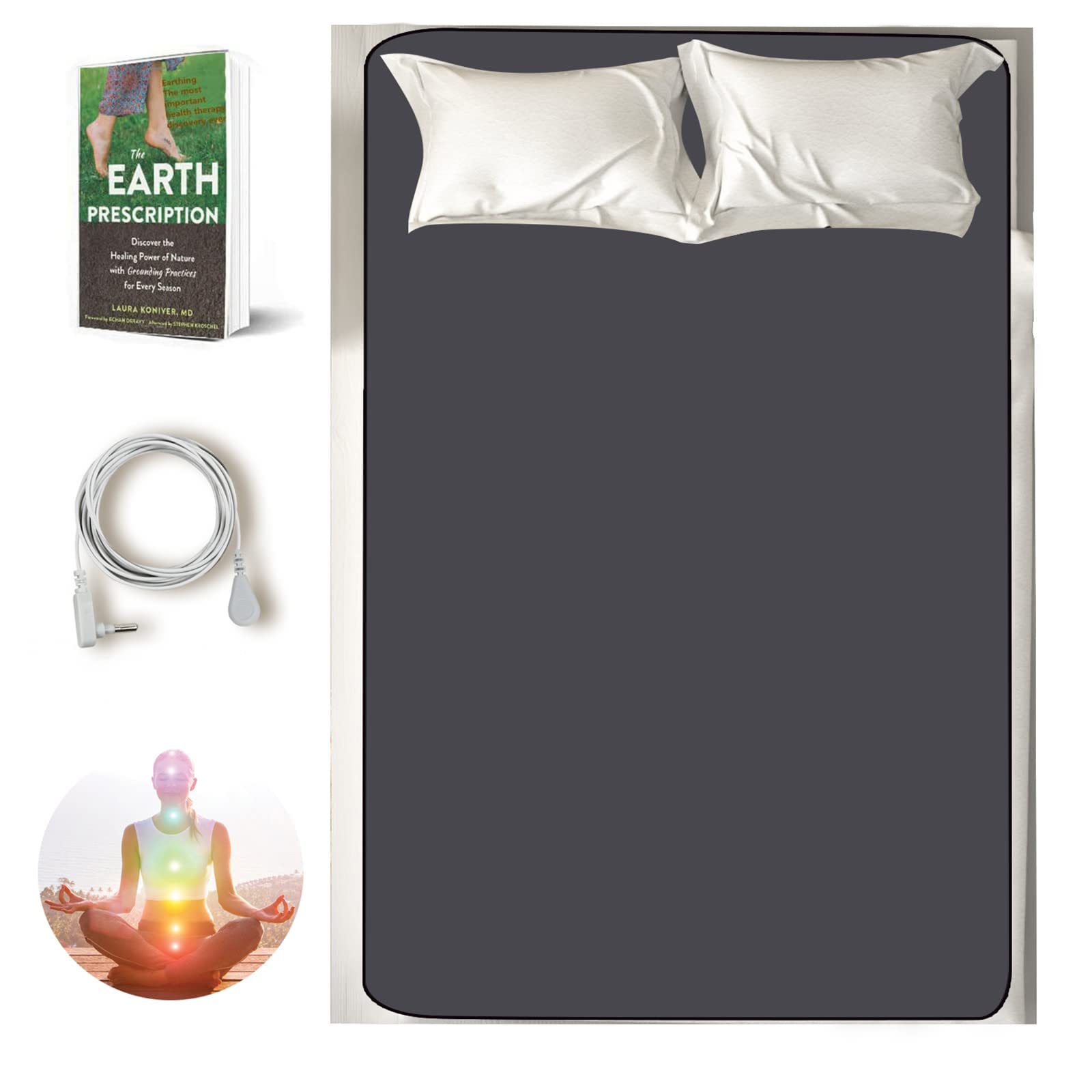 Premium Grounding Mat for Sleeping - 100% Conductive Carbon Leatherette Earthing Sheet with Perforated Design | Grounding Therapy Mat for Better Sleep & Stress Relief | Ideal for Home, Office & Travel Use