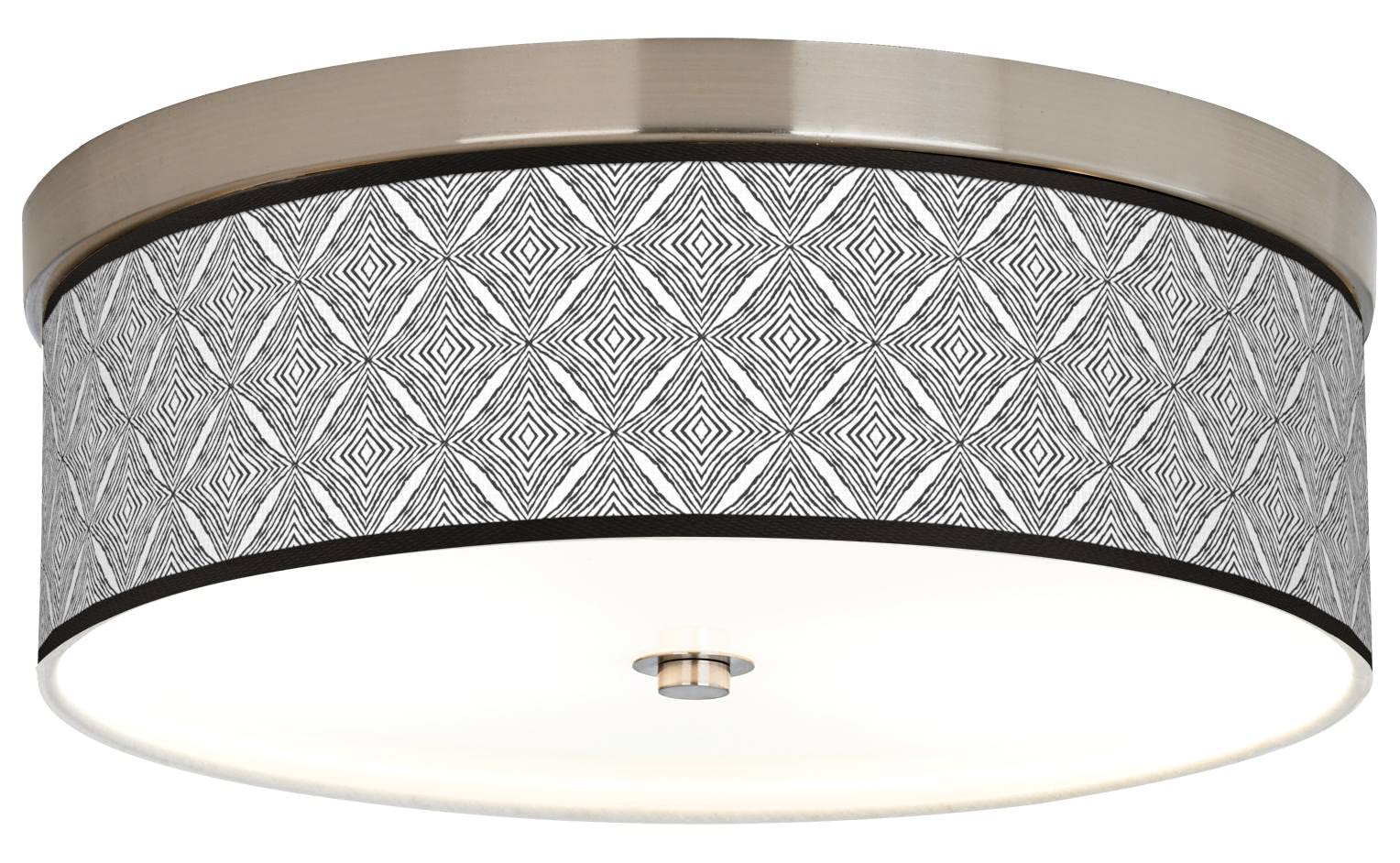 Moroccan Diamonds II Energy Efficient LED Ceiling Light with Printed Fabric Shade - Modern Lighting for Living Room, Bedroom & Dining Area