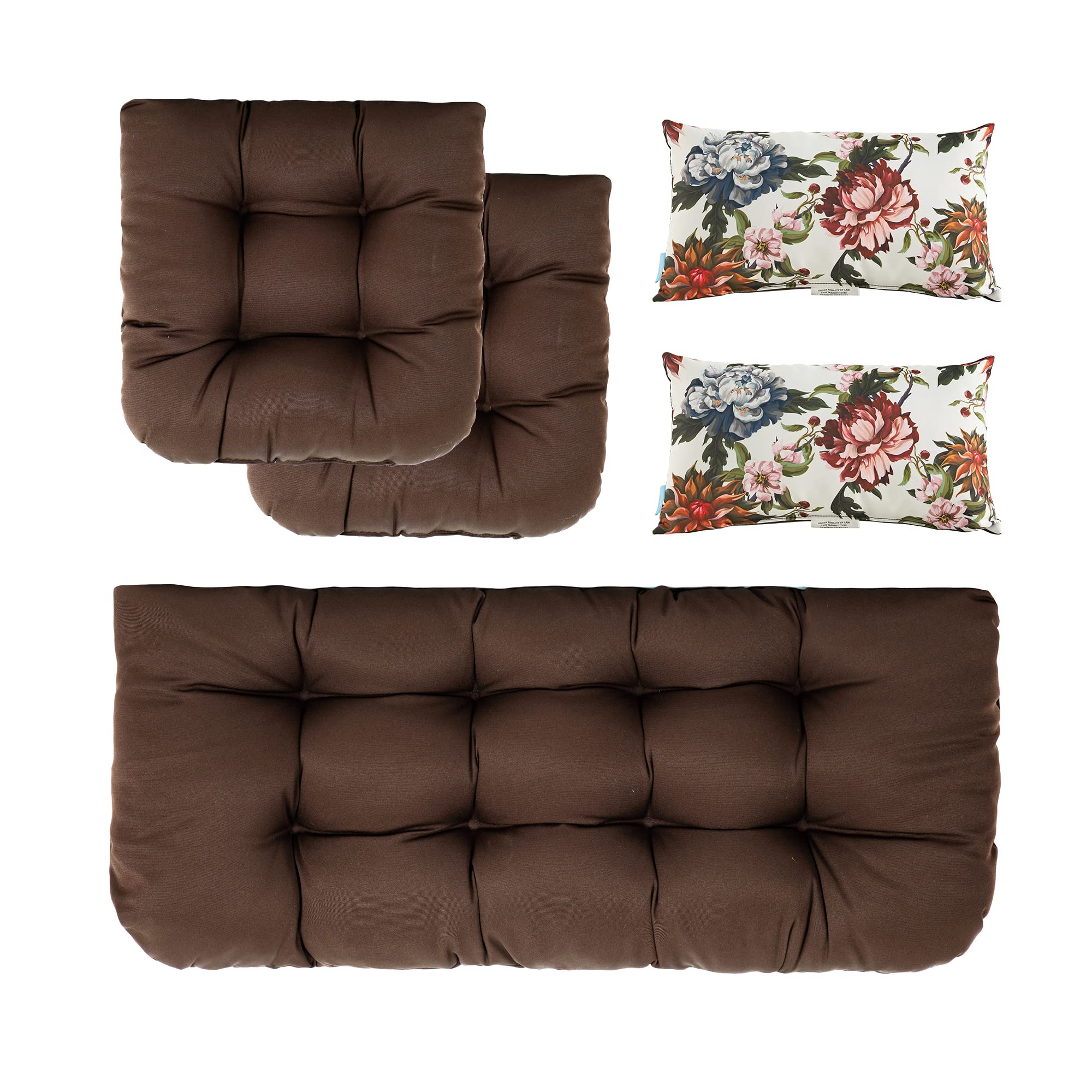 ARTPLAN All-Weather Outdoor Cushions Set of 5 - Waterproof Loveseat & Bench Cushions with Tufted Design for Patio Furniture - Perfect for Garden, Deck, Poolside & Backyard Relaxation