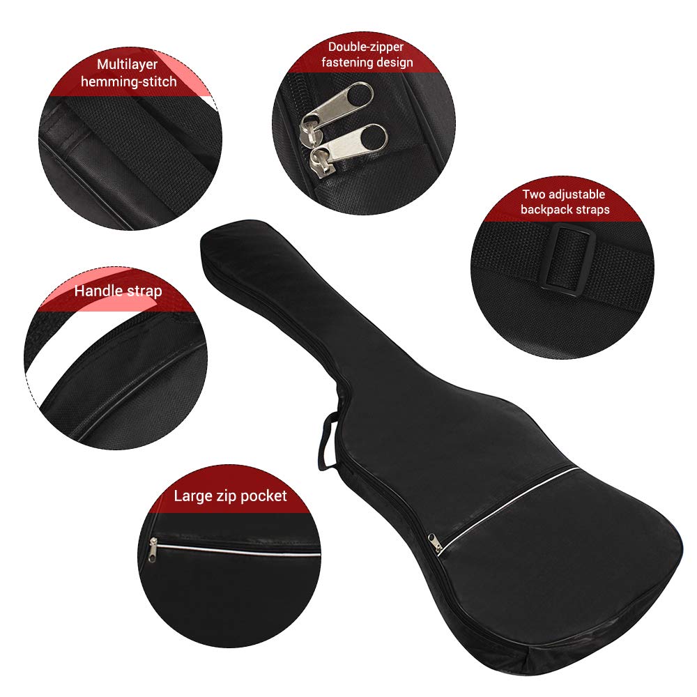 Electric Bass Guitar Bag Backpack - 20mm Padded Protective Case for Electric Bass & Guitar (Black) - Perfect for Travel, Gigging & Storage