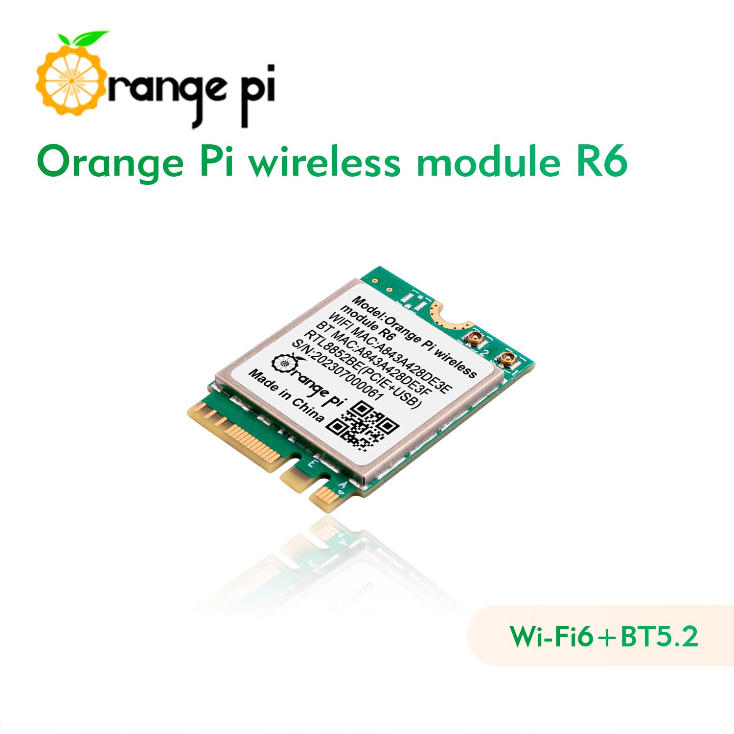 5 Plus Wireless Module R6 - PCIe WiFi 6 & Bluetooth 5.2 Network Adapter for Orange Pi 5 Plus | High-Speed Dual-Band Gaming & IoT Connectivity