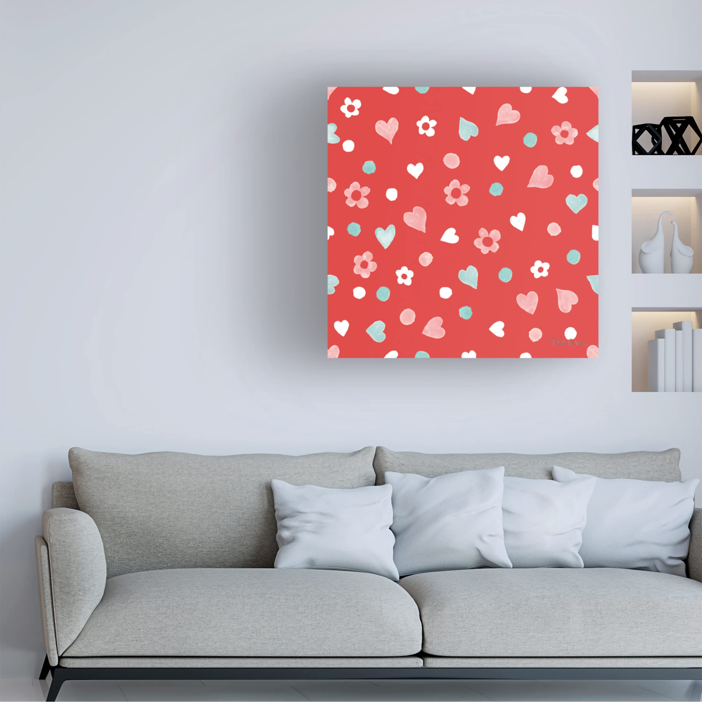 Beth Grove 'Paws of Love Pattern II' Canvas Wall Art - Dog Lover Home Decor for Living Room, Bedroom & Office - Premium Framed Animal Print Painting