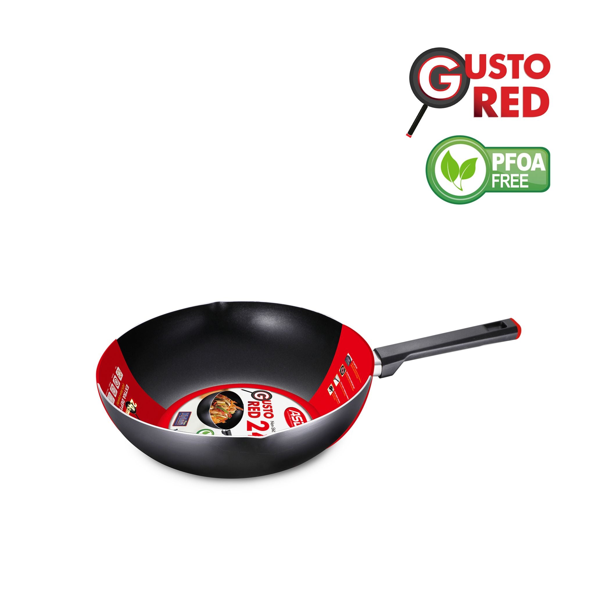 ASD Gusto Red 24cm Non-Stick Deep Fry Pan - Perfect for Frying, Sautéing & Cooking Family Meals