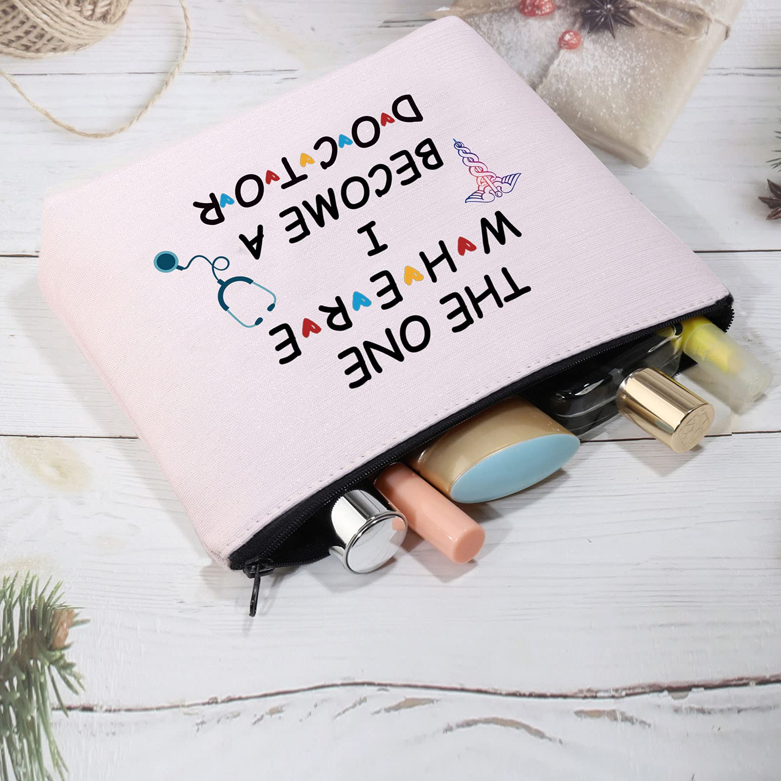 Premium Doctor Graduation Gift Makeup Bag - 'The One Where I Become a Doctor' Cosmetic Pouch for Medical Students & New Doctors | Perfect for Clinical Rotations, Hospital Shifts & Daily Use