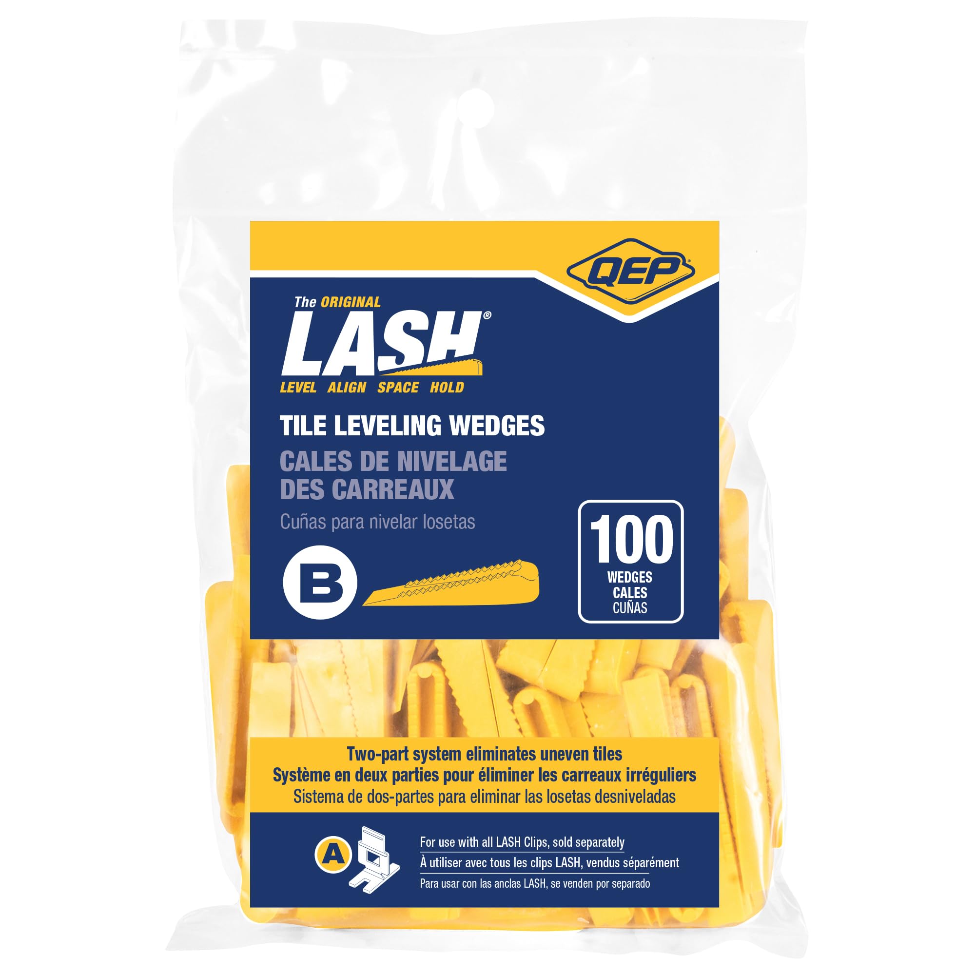 QEP LASH Tile Leveling System Part B - 100 Pack of Wedges for Perfect Tile Alignment | Ideal for DIY Home Renovation & Professional Tile Installation Projects