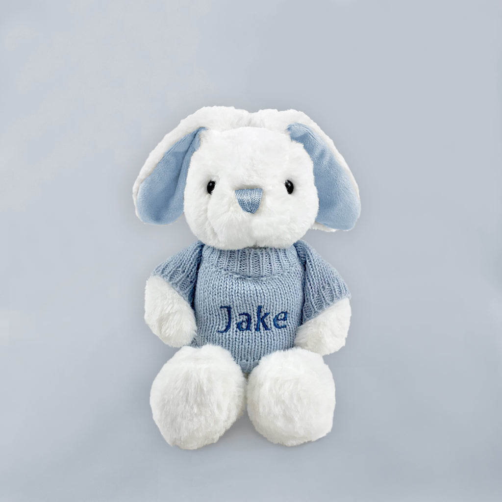 Personalized Little Bunny Baby Bathrobe & Bedtime Hamper Set - Blue for 6-12 Months - Perfect for Bath Time, Bedtime & Newborn Photo Shoots