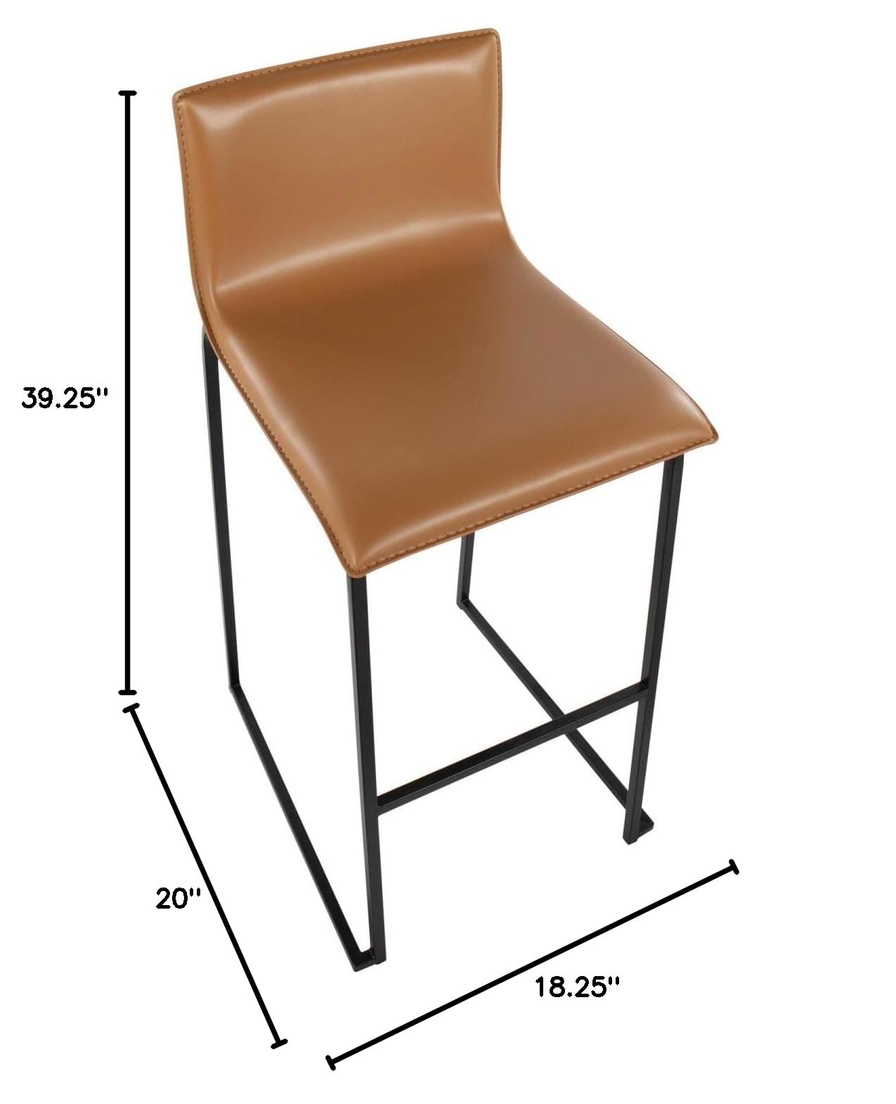 LumiSource Mara Bar Stool Set of 2 - Modern Black Counter Height Bar Chairs with Back Support - Perfect for Kitchen Island, Breakfast Nook & Home Bar Decor