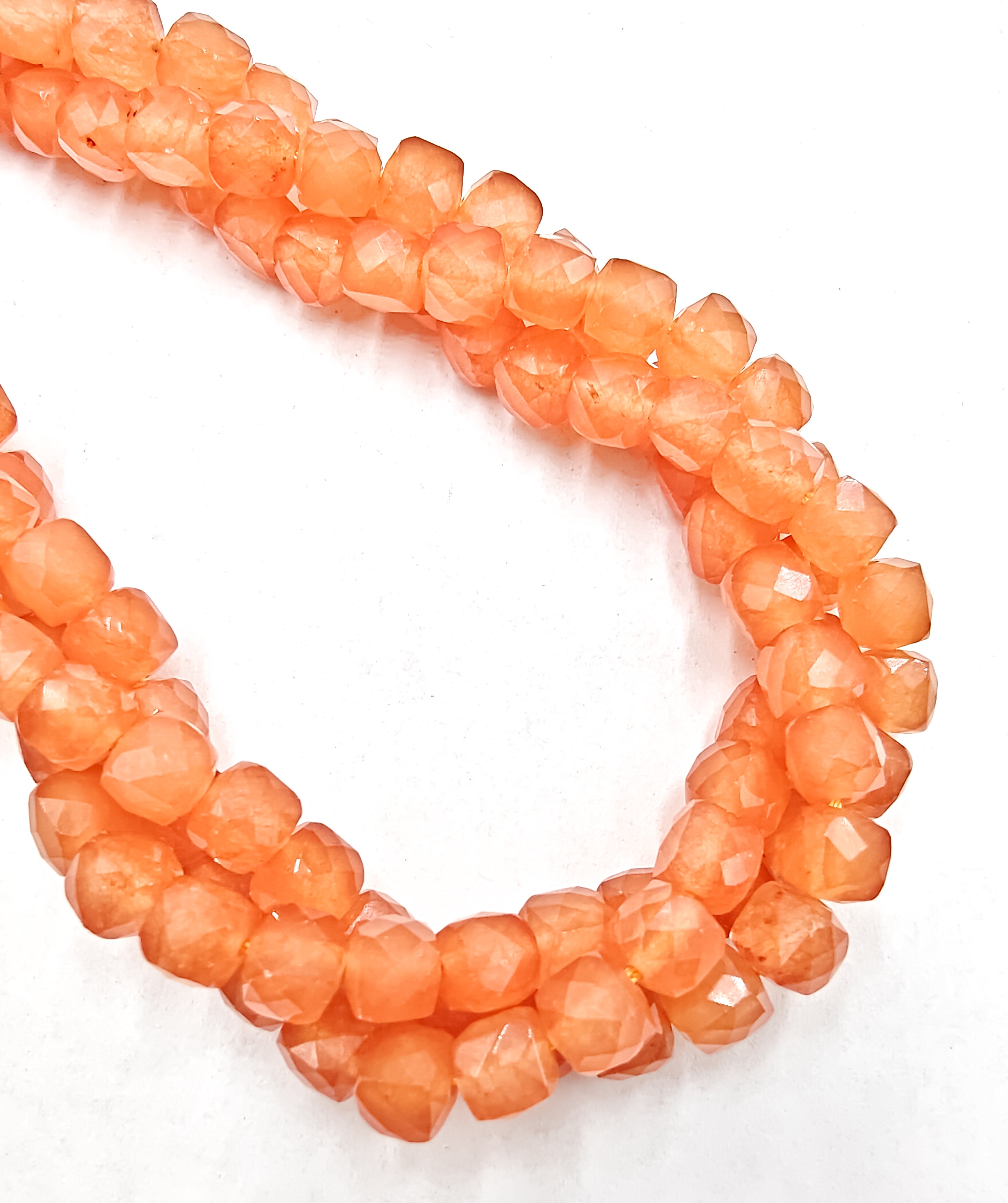 7mm Light Orange Dyed Jade Faceted Cube Beads - 15.5 Inch Strand for Jewelry Making, DIY Bracelets & Necklaces