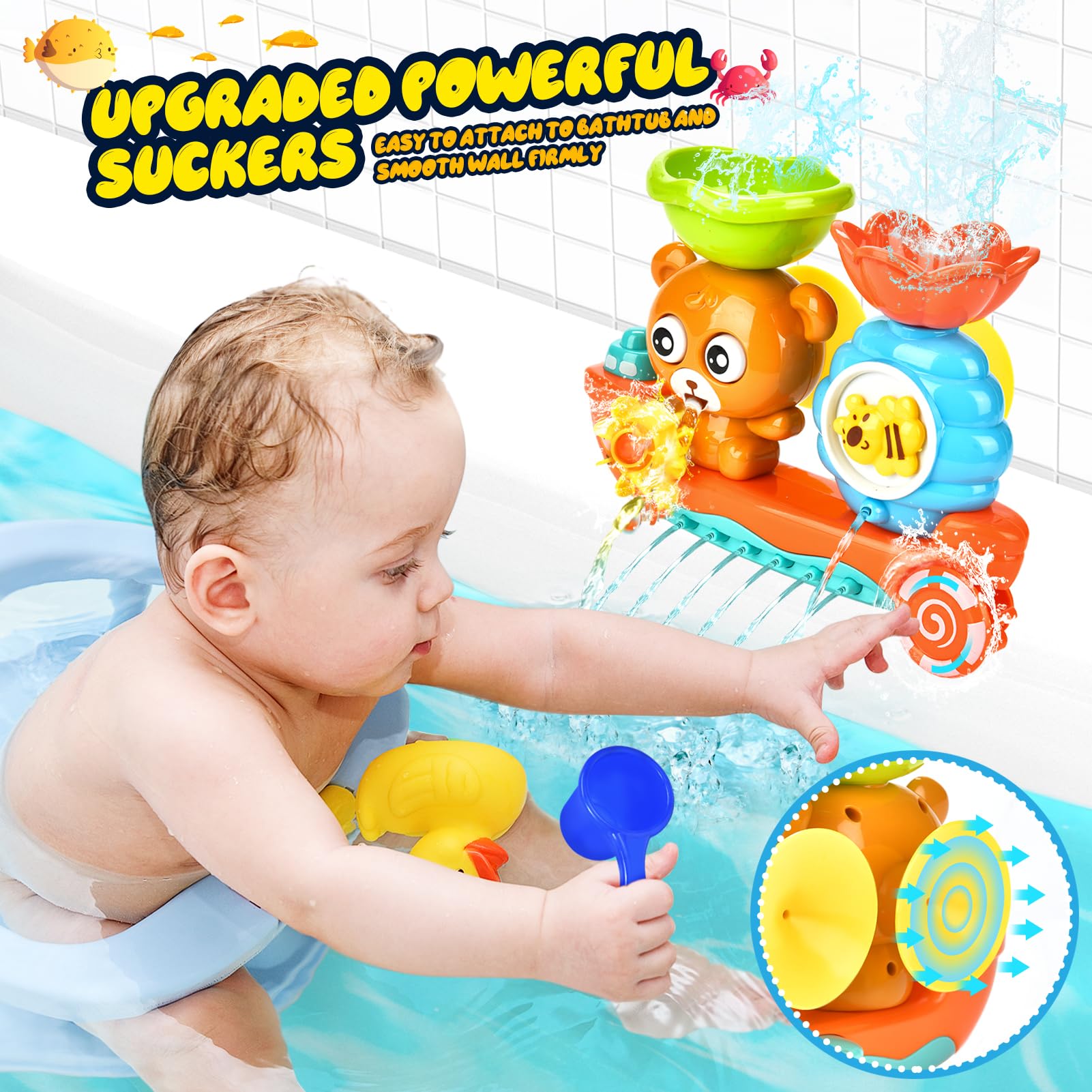 **Best Baby Bath Toys for Toddlers 1-3 Years - 2 Wind-Up Swimming Turtle Toys & 3 Floating Boat Bathtub Toys for Infants Boys & Girls 18+ Months - Fun & Safe Bath Time Play Set for Learning & Sensory Development**