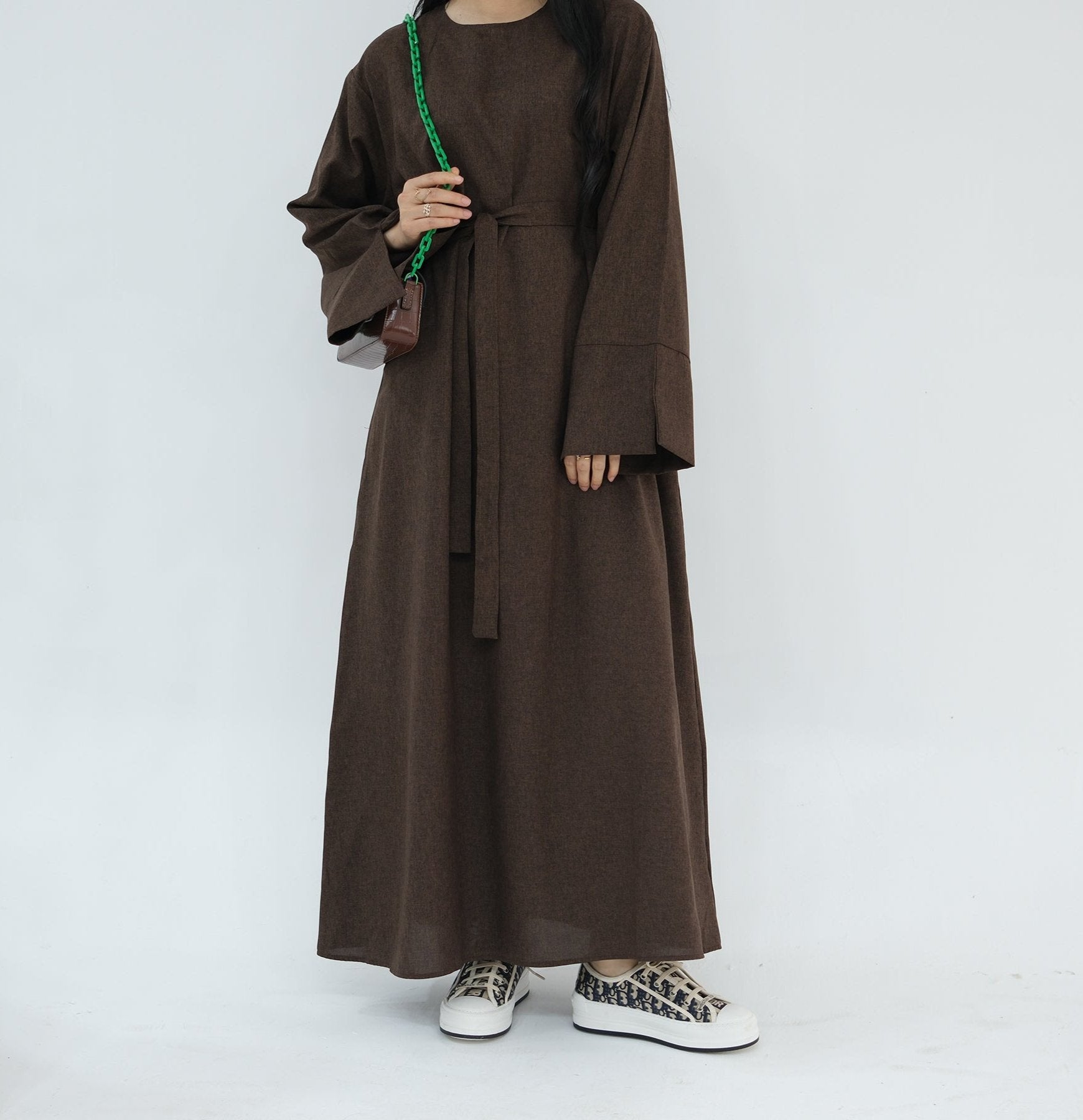 Stylish Heather Everyday Abaya in Brown - Modest Islamic Dress for Women | Perfect for Prayer, Work & Casual Wear