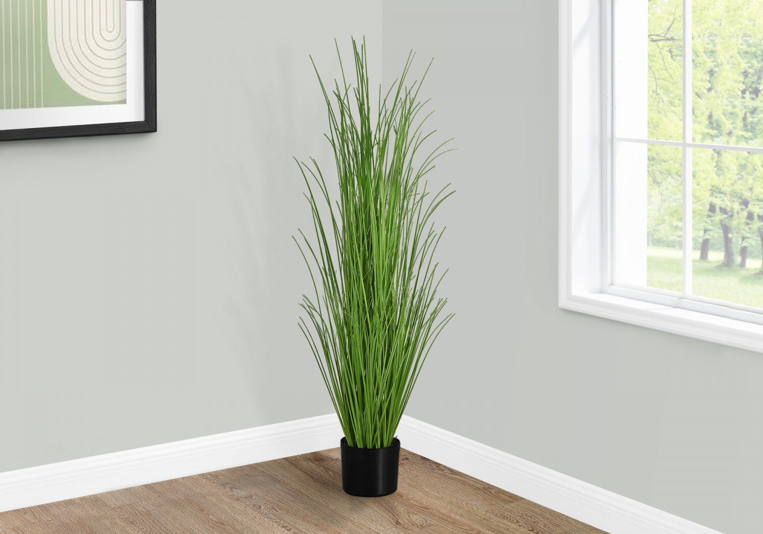 47 Pack Artificial Grass Plants in 5 Black Pots - Realistic Fake Greenery for Home Decor, Office Desk, Party Centerpieces & Wedding Decorations