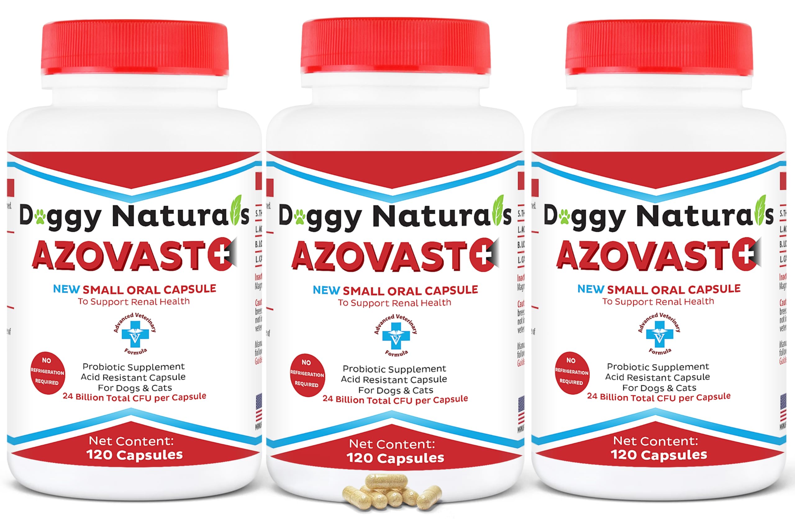 Azovast Plus Kidney Health Supplement for Dogs & Cats - 360 Capsules - Supports Kidney Function & Manages Renal Toxins - No Refrigeration Needed - Made in USA | Ideal for Senior Pets & Pets with Kidney Issues
