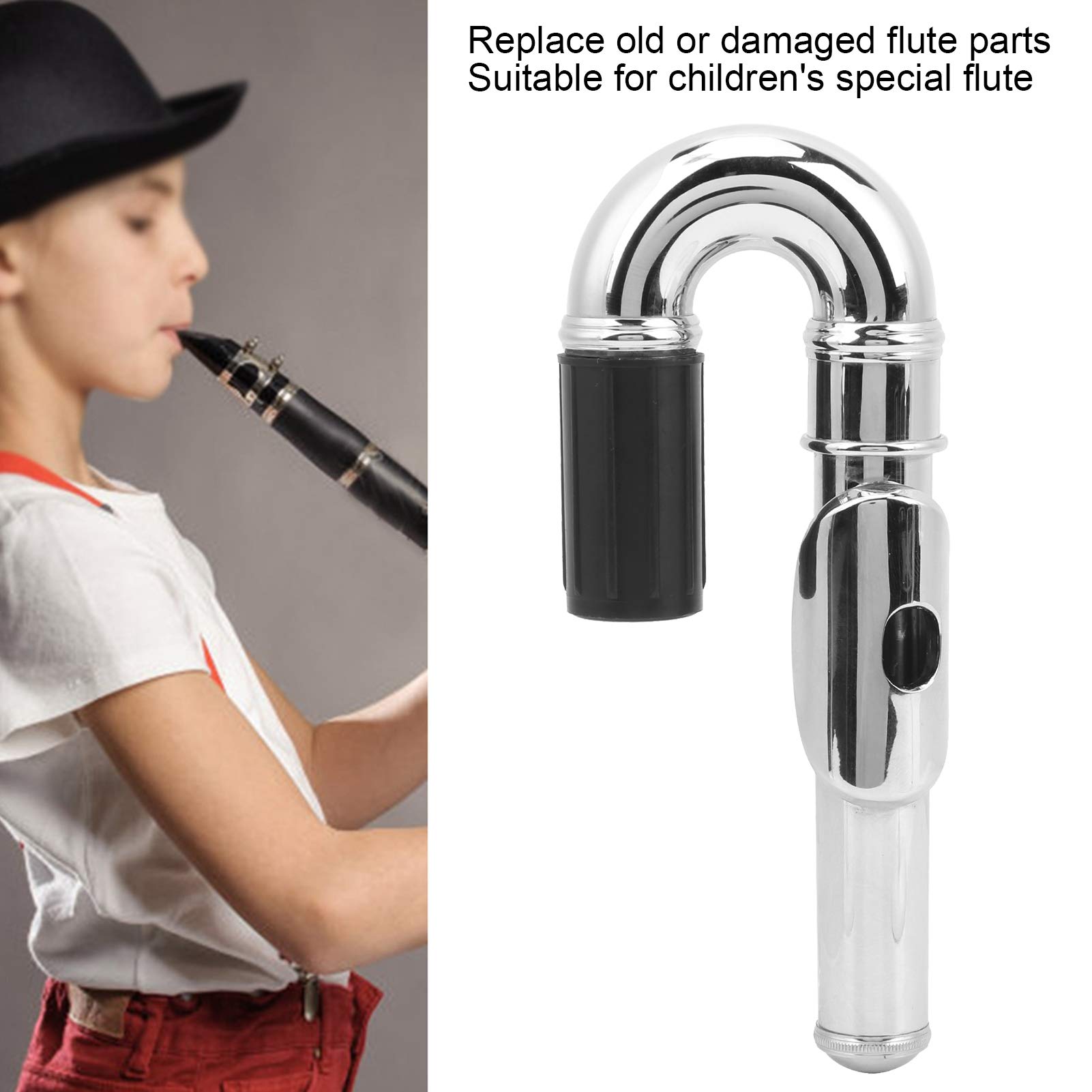 Silver Flute Elbow Mouthpiece - Easy to Install Dual-Purpose Flute Accessory for Beginners & Professionals | Perfect for Home Practice, Music Shops & School Bands