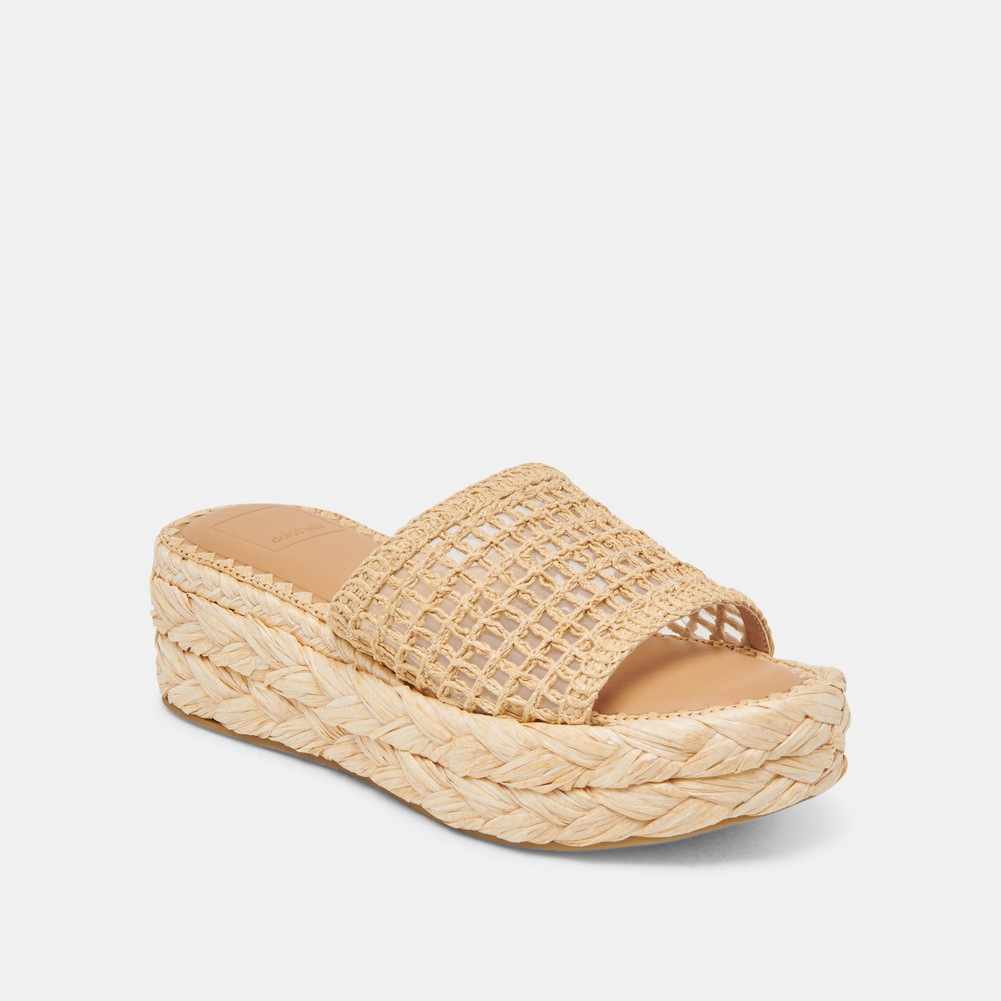 Chavi Women's Natural Woven Raffia Mesh Sandals - Comfortable Summer Beach Slides for Outdoor Walking, Vacation & Casual Wear