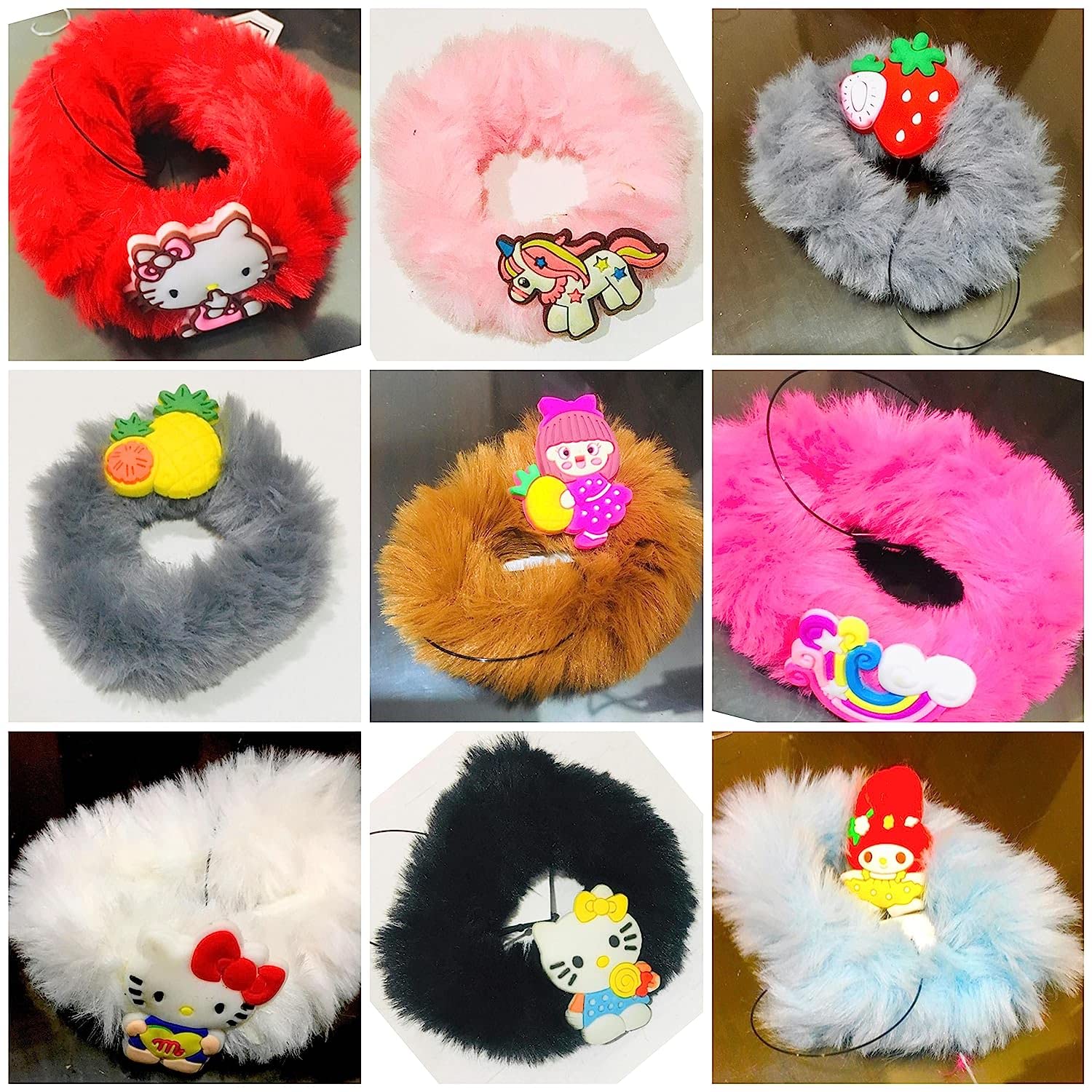 Quarya Kids Hair Bands with Cartoon Characters - Soft Elastic Hair Ties for Girls, Babies & Women - Perfect for School, Sports & Daily Hair Styling