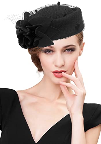033a Black Wool Floral