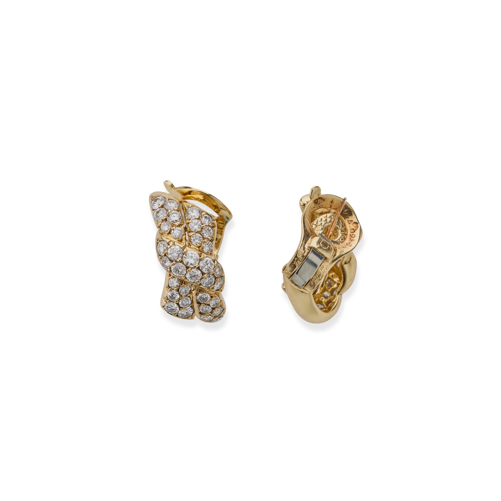 Van Cleef & Arpels Paris Diamond Stud Earrings 18K White Gold - Luxury Jewelry for Women, Gift for Anniversary & Special Occasions