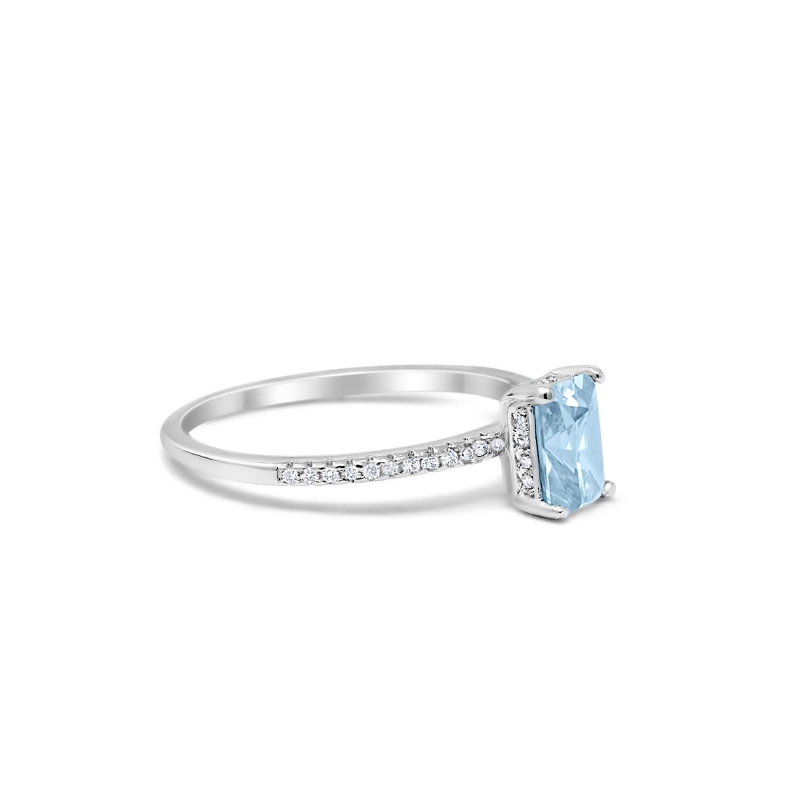 Blue Apple Co. Art Deco Radiant Cut Wedding Engagement Ring - 925 Sterling Silver Round Cubic Zirconia for Women - Perfect for Proposals, Anniversaries & Special Occasions