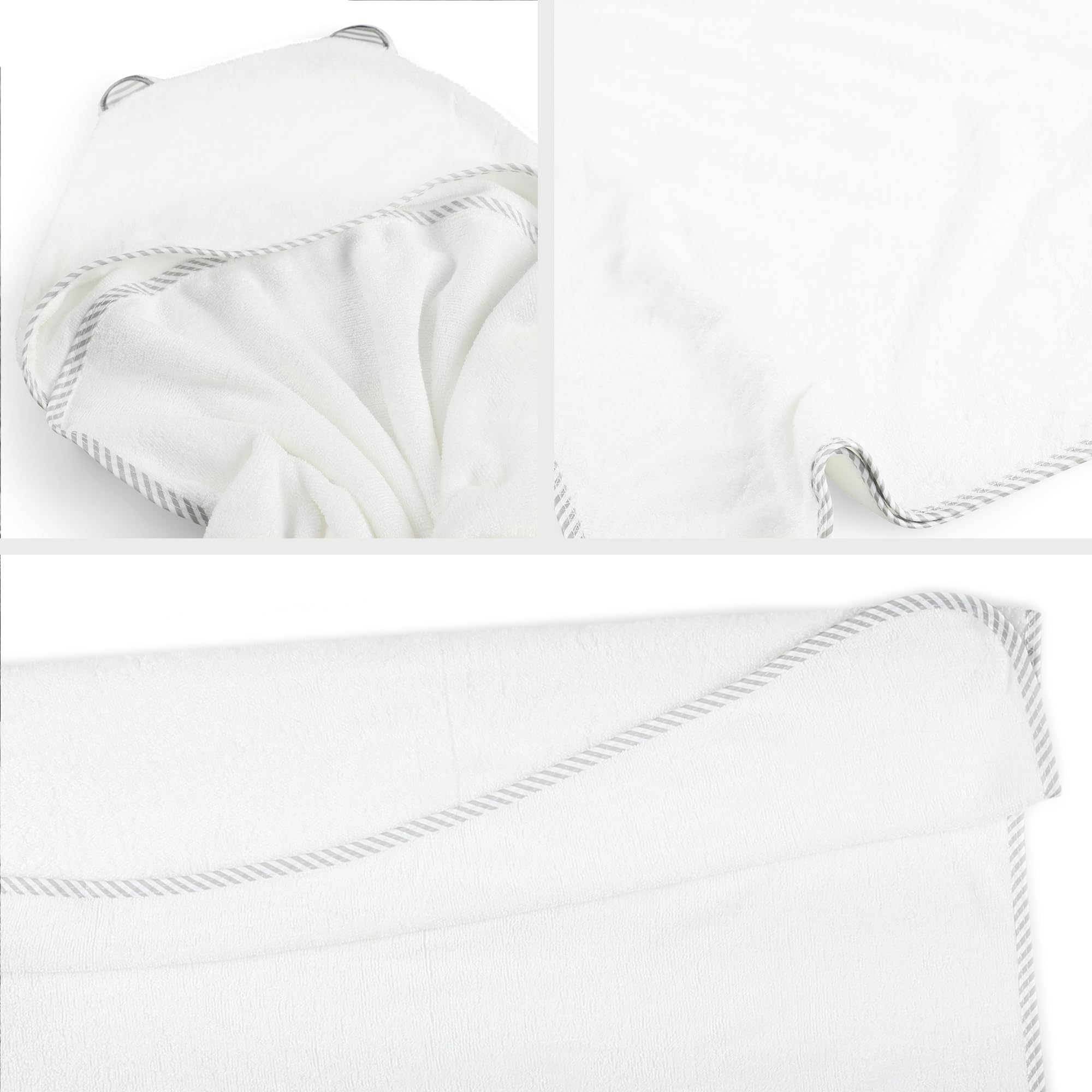 Premium Hooded Baby Towel Set for Newborns - Soft Absorbent Bath Towels with Washcloths for Boys & Girls | White Luxury Baby Shower Gift & Bath Time Essentials