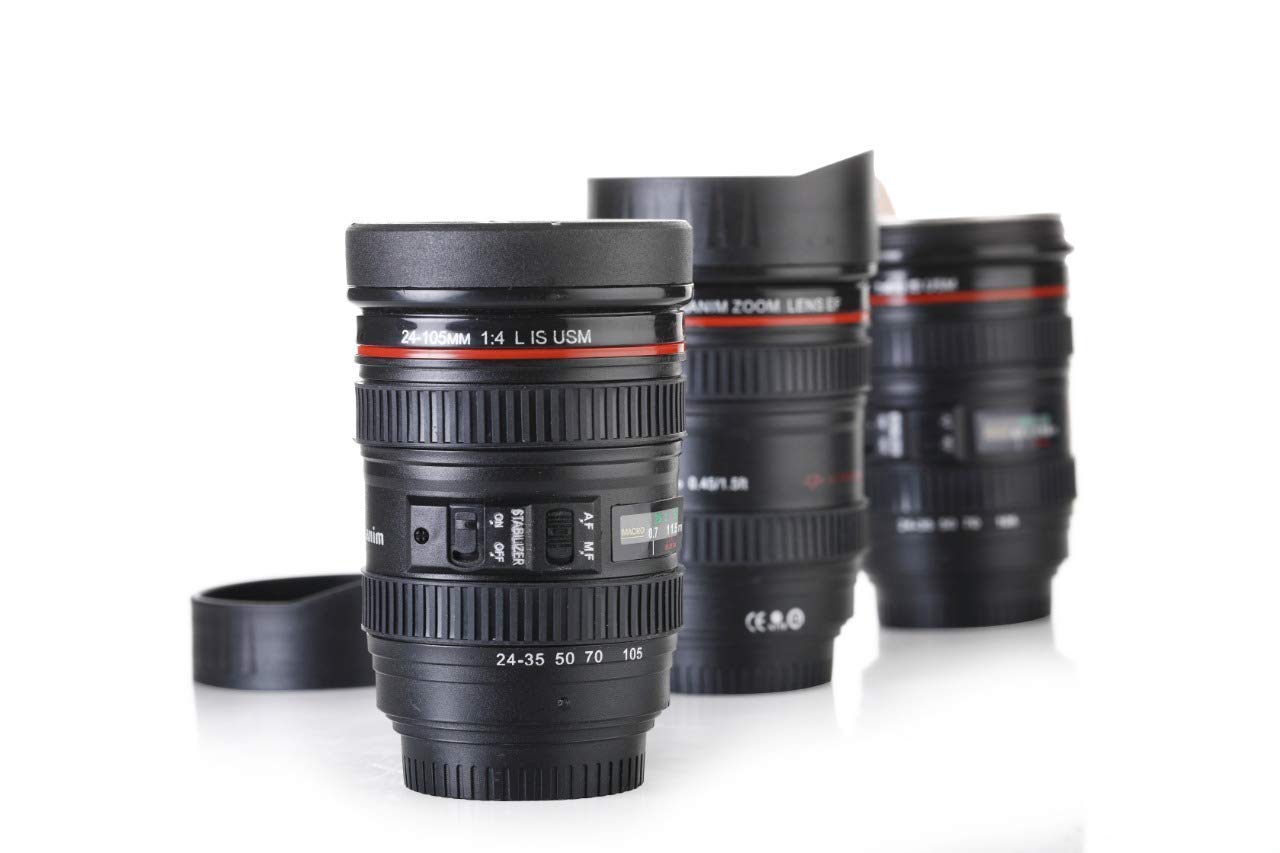 XMART INDIA Camera Lens Shaped Coffee Mug with Lid - Insulated Travel Flask for Tea & Hot Drinks - Unique Photography Themed Gift for Photographers & Coffee Lovers - Perfect for Office, Home Use & Outdoor Adventures