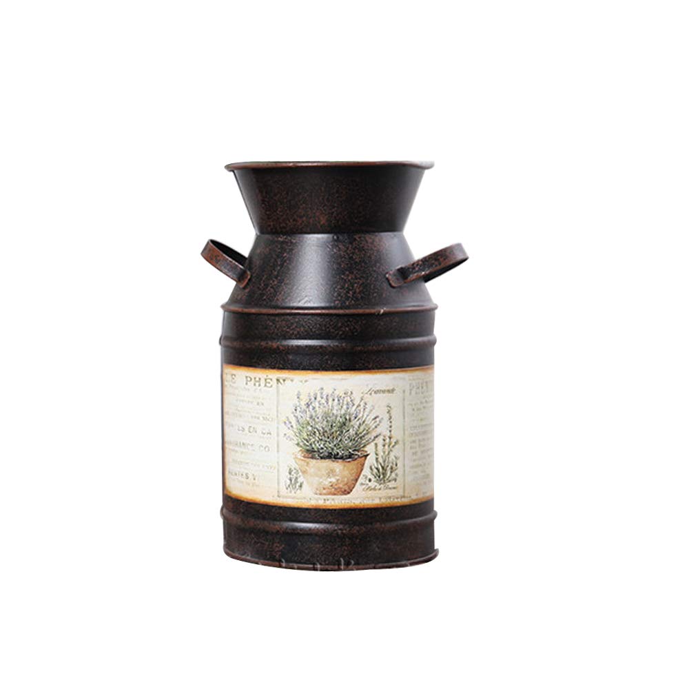 Handmade Shabby Chic Metal Jug Vase - Rustic Milk Can Pitcher for Flowers, Home Decor & Photography Props (Black) | Perfect for Farmhouse Decor, Wedding Centerpieces & Vintage Style Photography