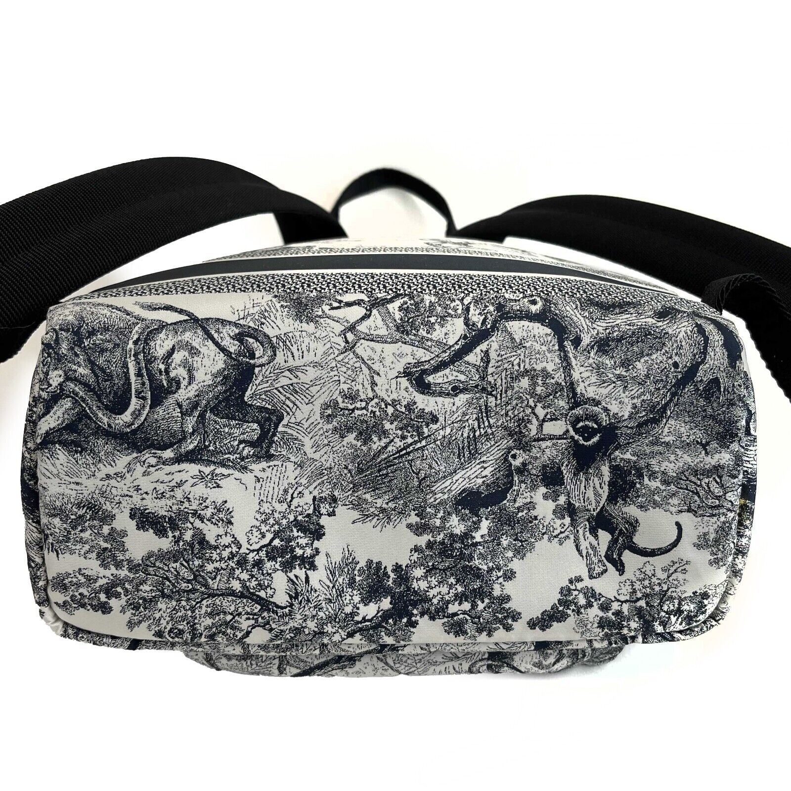 Christian Dior Toile de Jouy Mini Backpack - Luxury Designer Crossbody Bag for Women in White, Blue & Black Wildlife Print | Perfect for Travel, Shopping & Everyday Use
