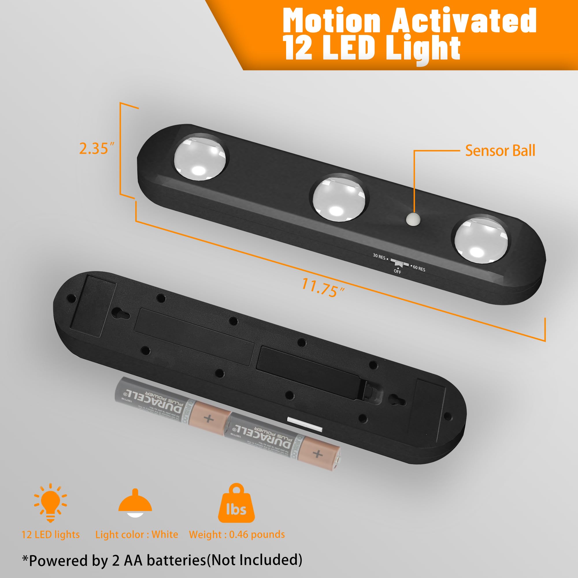 Motion Activated LED Gun Safe Light - Ultra Bright Rotatable Lens for Directional Lighting, Battery Powered (Black, 1 Pack) | Perfect for Gun Cabinets, Safes & Nighttime Security Access