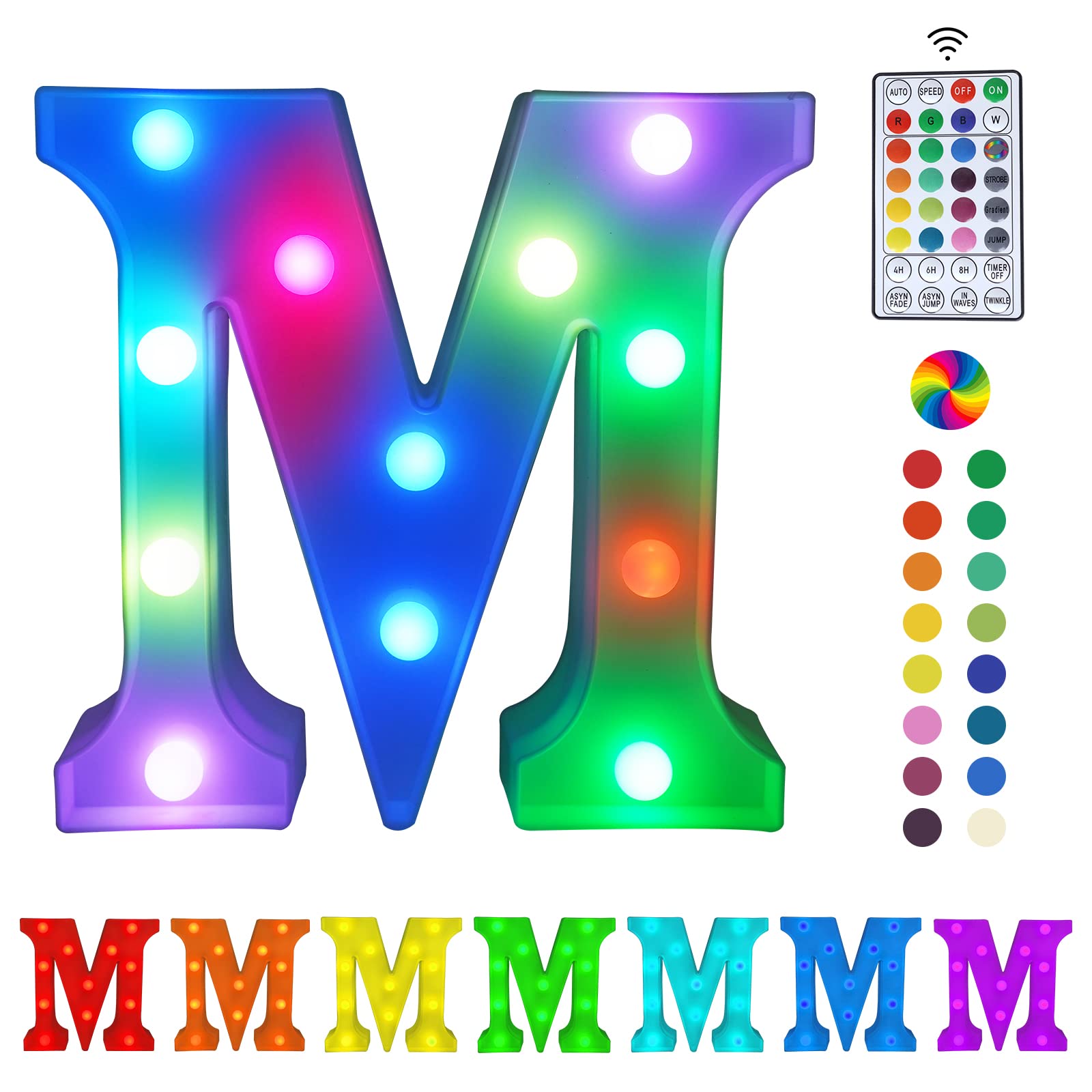 Jalarox 16-Color Changing LED Marquee Letter Lights - Dimmable Alphabet Night Lights for Wedding, Birthday, Party & Christmas Decor - Perfect for Bedroom, Dorm Room, Bar and Holiday Decoration - Multicolor Mood Lighting