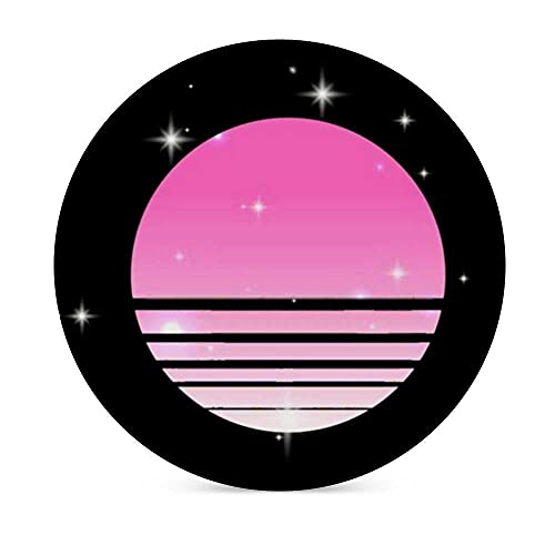 Synthwave Cyberpunk Sun Starry Sky Black