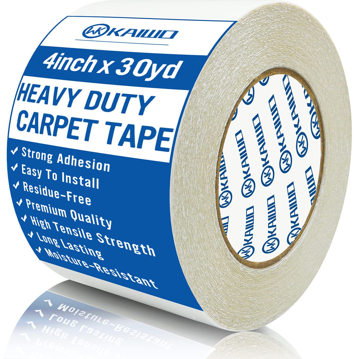 Heavy Duty Double Sided Carpet Tape 4 Inch x 30 Yards - Strong Adhesive for Area Rugs, Hardwood Floors, Outdoor Rugs & Stair Treads - Securely Hold Rugs in Place for Home, Office & Outdoor Use