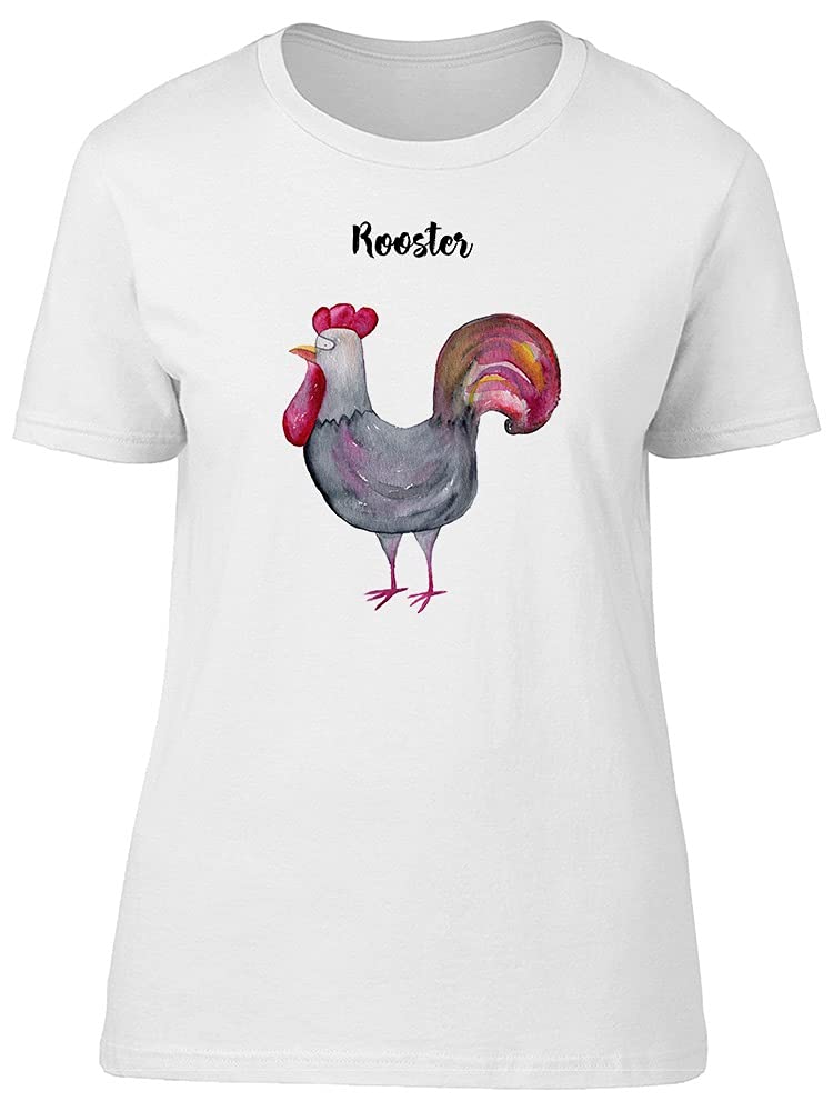 Smartprints Women's White Watercolor Rooster Graphic T-Shirt | Soft Cotton Casual Tee for Everyday Wear, Weekend Outfits & Artistic Fashion
