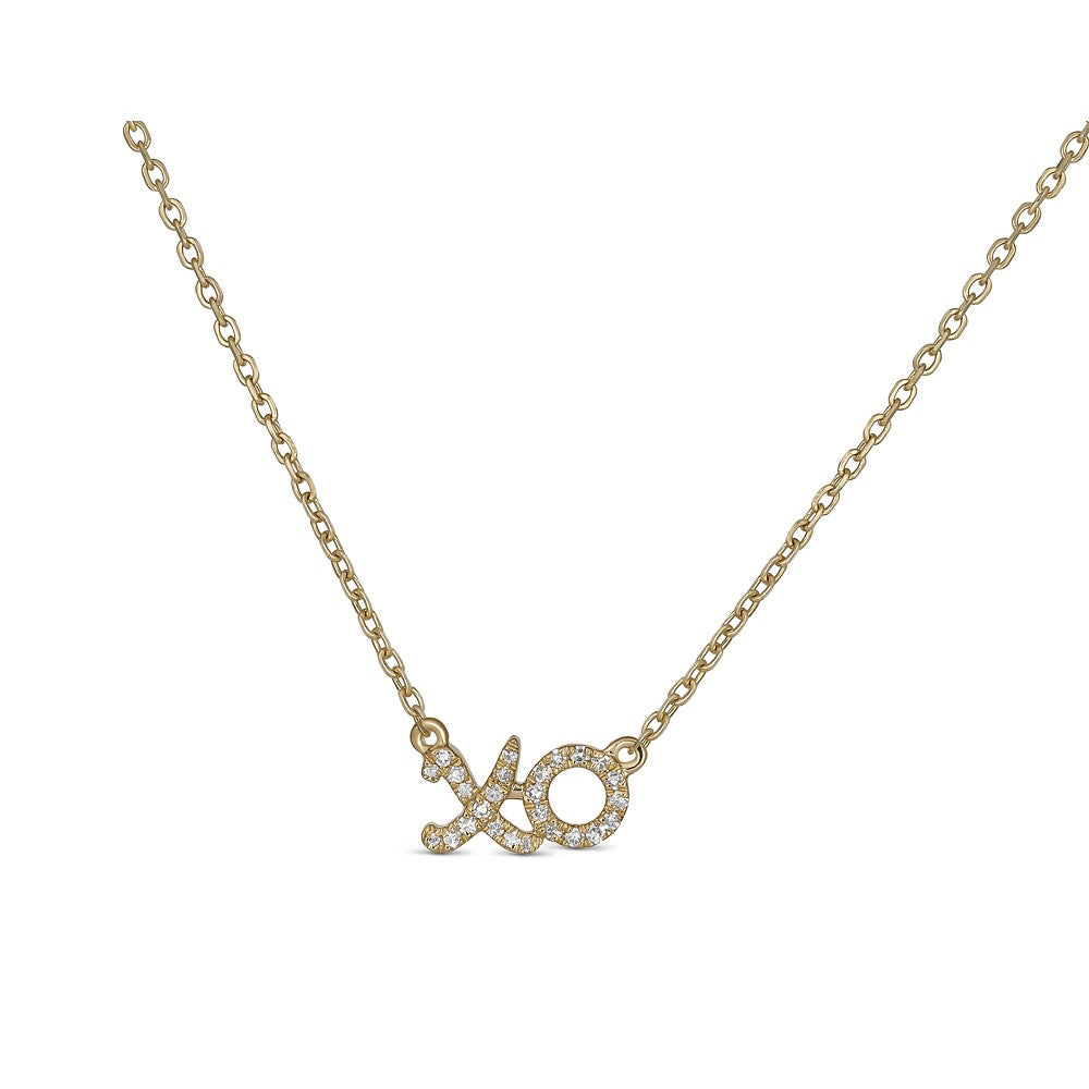 14K Yellow Gold Round Diamond XO Necklace for Women - Elegant Layering Jewelry for Valentine's Day, Anniversary & Everyday Wear