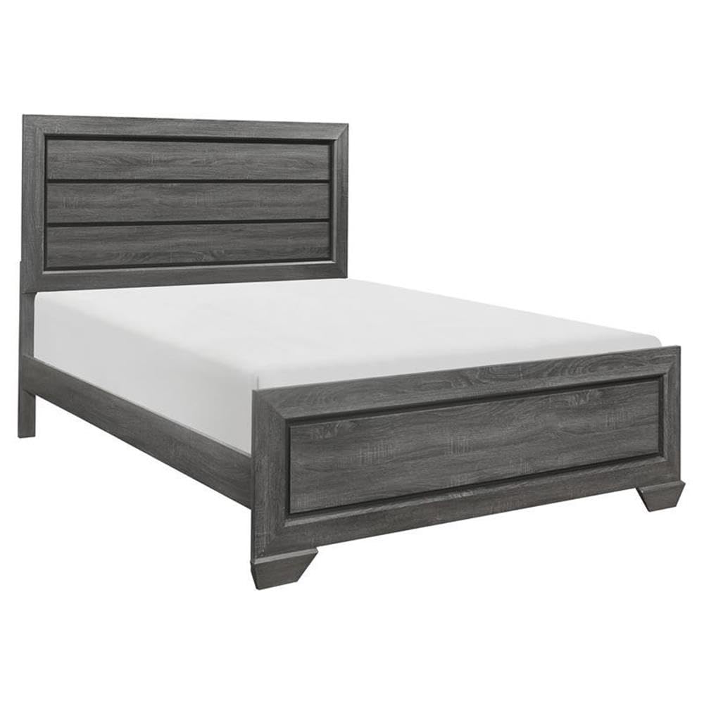 Lexicon Beechnut Contemporary Raised Panel Wood Full Bed Frame in Gray - Modern Bedroom Furniture for Master & Guest Rooms
