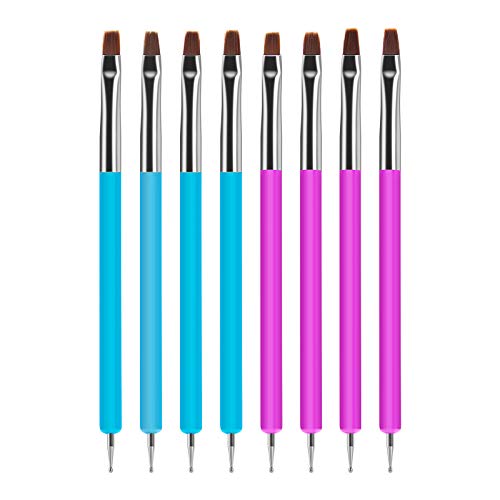 Premium Nail Art Brush Set - 8PCS Professional Nail Extension & Design Brushes for Manicure, Polish, Salon & DIY (Blue+Purple) | Perfect for Gel, Acrylic, Ombre & French Tip Nail Designs