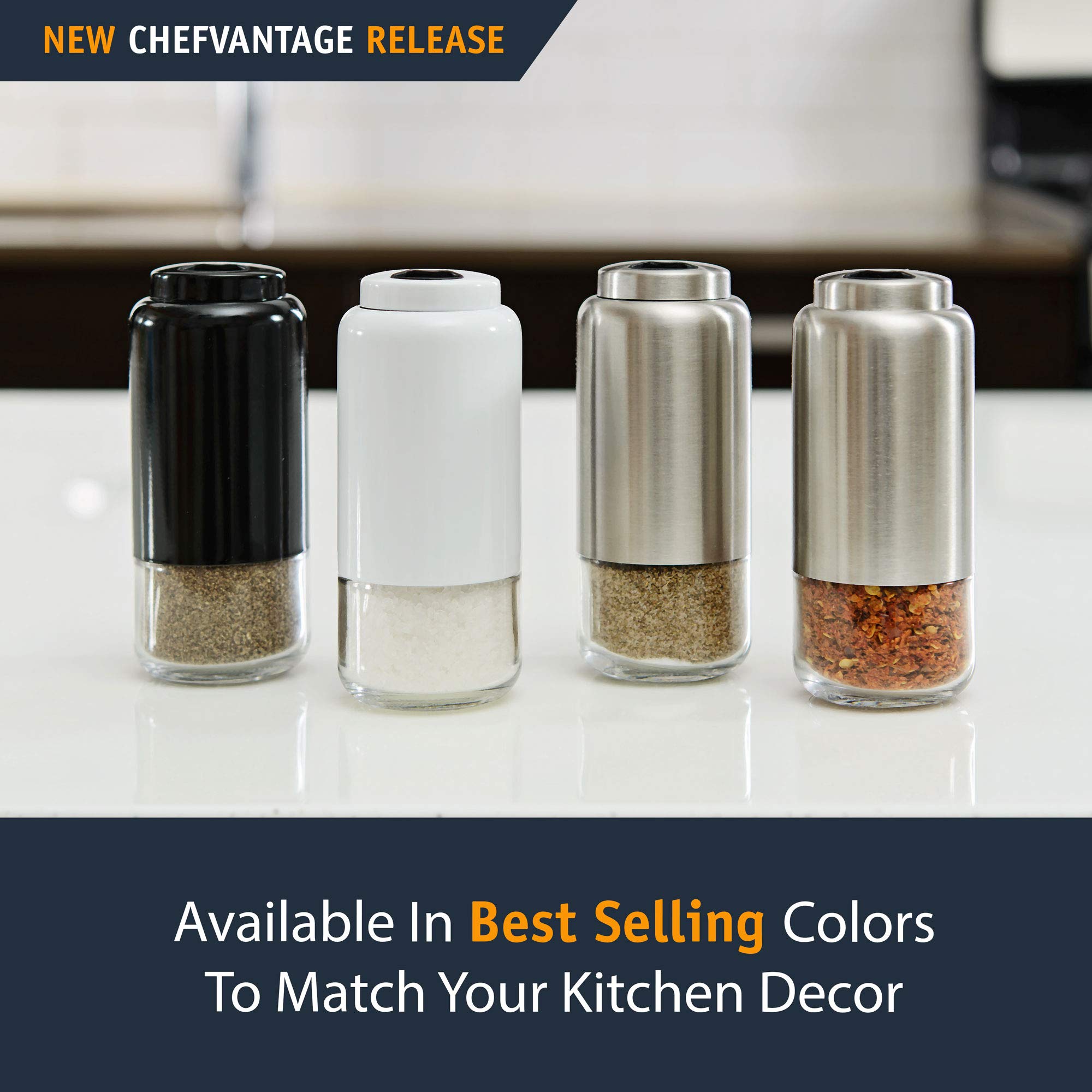 Premium Adjustable Salt and Pepper Shakers Set - Black & White Ceramic Kitchen Essentials for Dining Table, Restaurant, and Home Cooking
