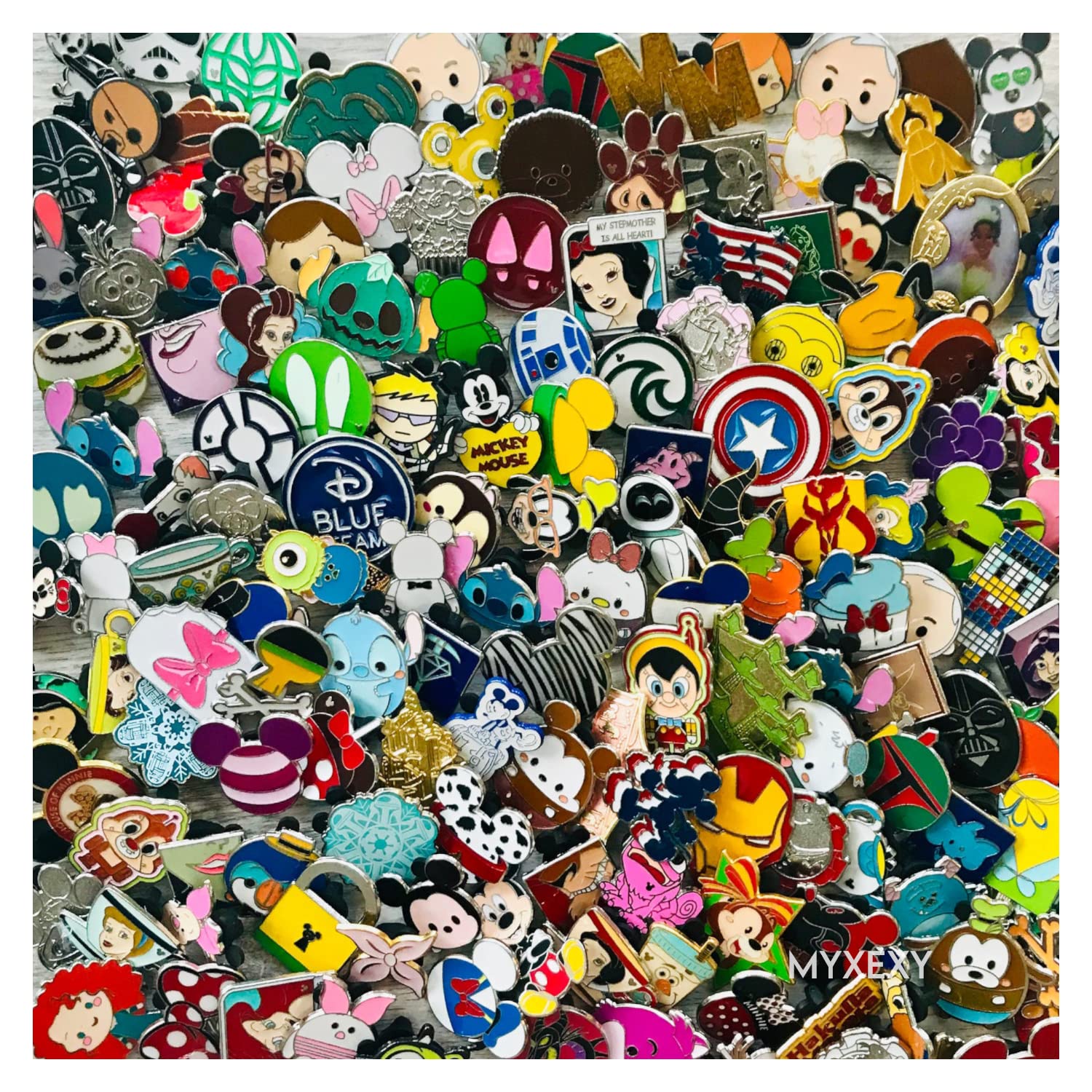 Disney Pins Trading Lot - 50 Assorted Collectible Enamel Pins with Mouse Backing - Disney Park Exclusive Pins for Trading, Collecting & Gifting - Perfect for Pin Books, Lanyards & Disney Fans - Great Birthday Gifts for Kids & Adults