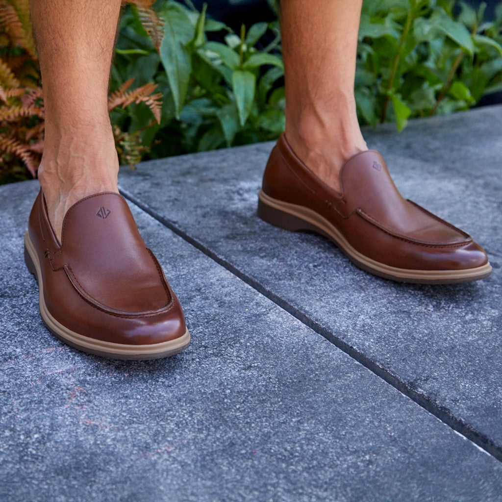 Premium Genuine Leather Loafers for Men - Chestnut Brown Slip-On Shoes - Comfortable & Stylish for Casual Wear, Office & Travel