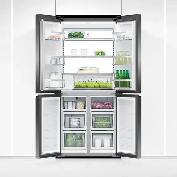 Fisher & Paykel 498L Quad Door Refrigerator Freezer with Ice & Water Dispenser - Dark Stainless Steel | Large Capacity Smart Fridge for Modern Kitchen & Family Use