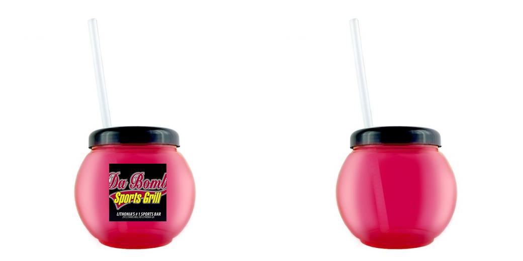 BarConic® 20 oz Pink Fishbowl Cup with Lid and Straw - Perfect for Smoothies, Cocktails, and Fun Party Drinks