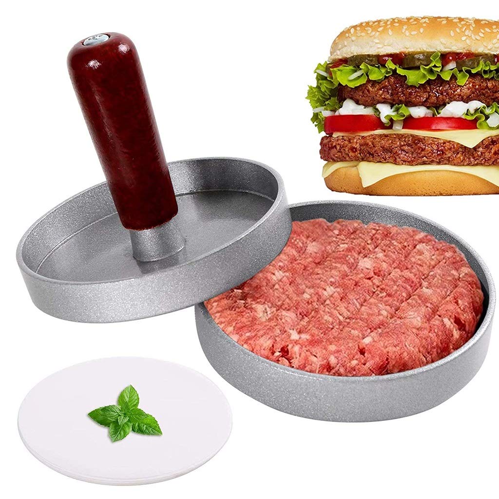 Stainless Steel Burger Press & Patty Maker Set - 2-Piece Aluminum Alloy Hamburger Mold for Beef, Meat - Perfect for BBQ, Grilling & Home Cooking